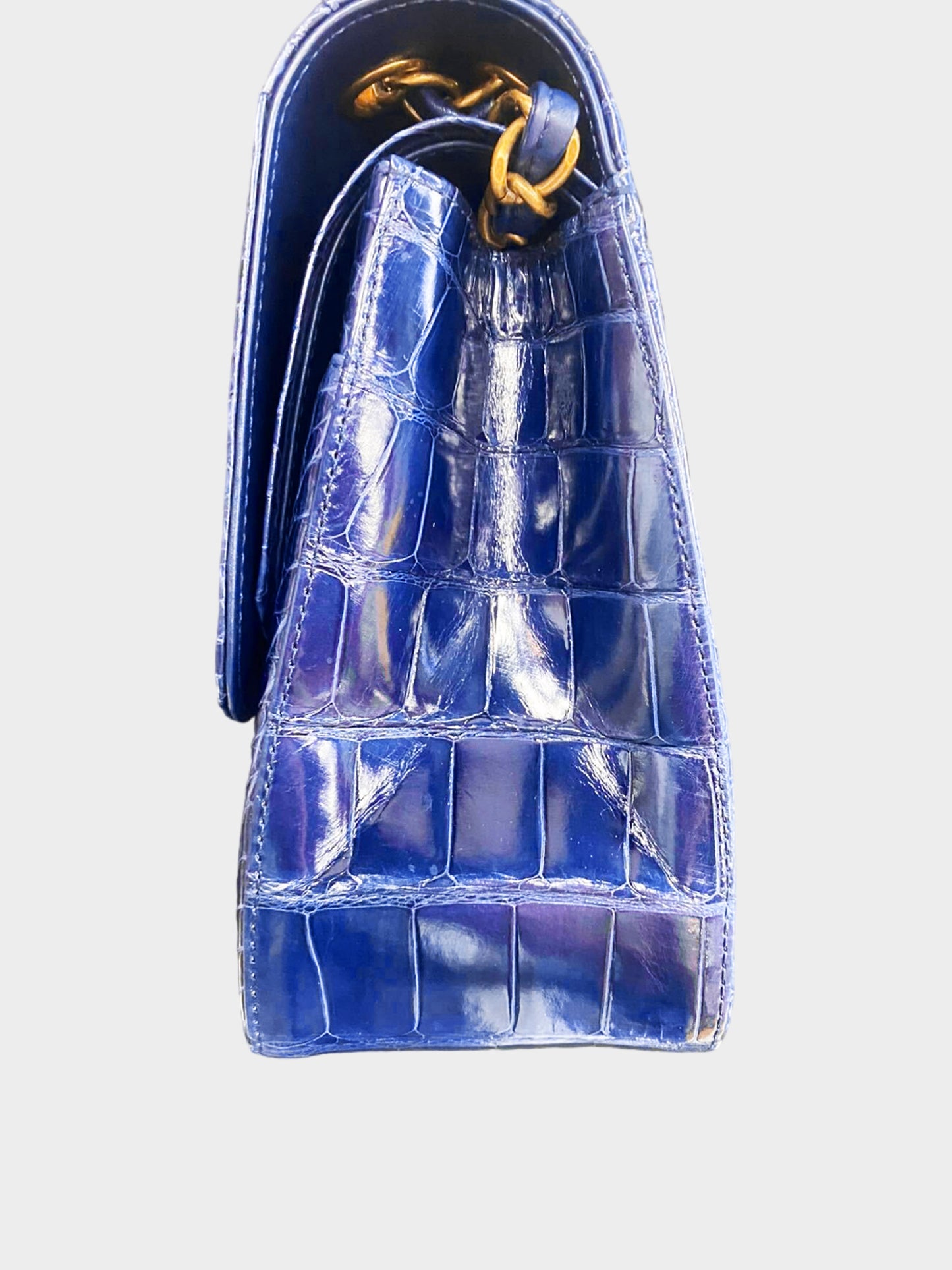 Chanel 2016 Royal Blue Alligator Jumbo Classic Double Flap Bag