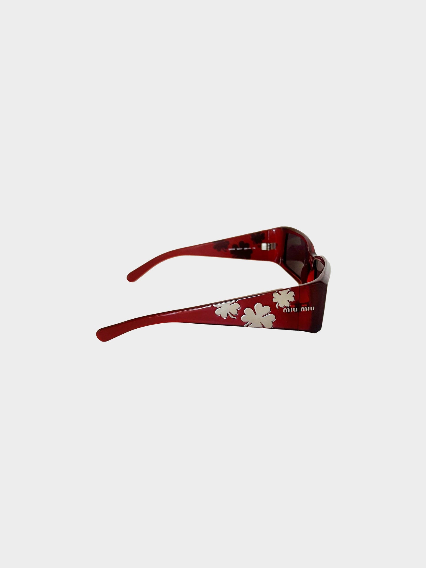 Miu Miu 2000s Burgundy Mirror Clover Motif Sunglasses