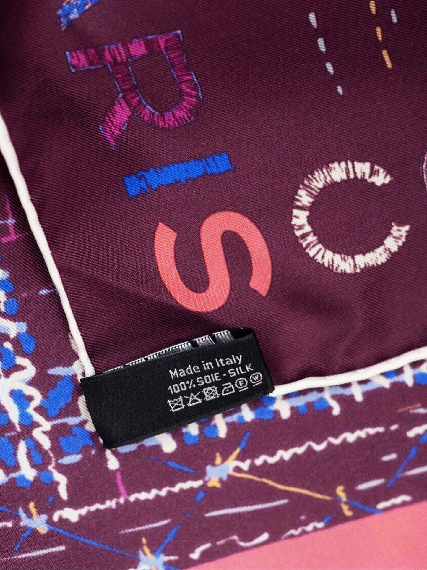 Chanel 2000s Purple Rue Cambon Multicolor "Tweed" Pattern Print Silk Scarf