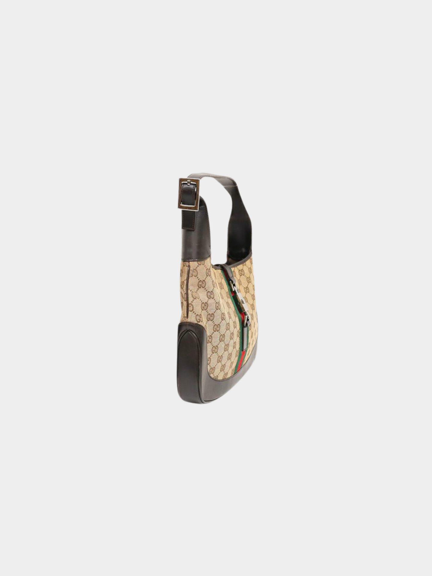 Gucci 2000s Beige Brown Sherry Line GG Jackie Shoulder Bag