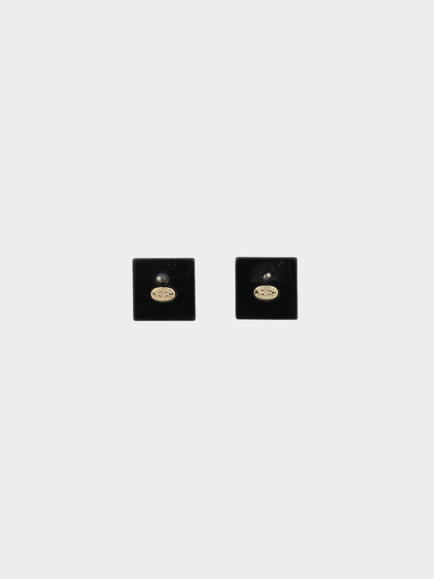 Chanel 2007 Black Rhinestone COCO Square Earrings