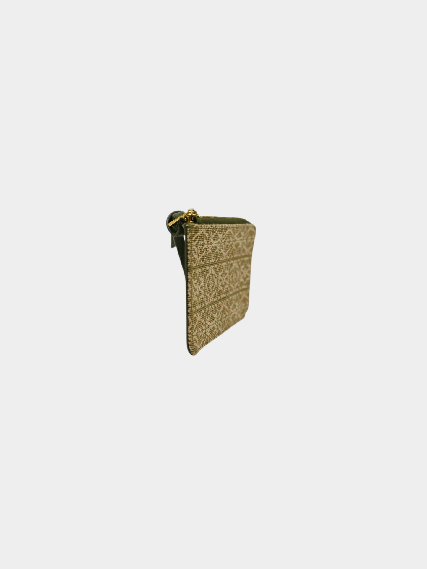 Loewe 2000s Green Anagram Jacquard Canvas and Leather Fragment Case