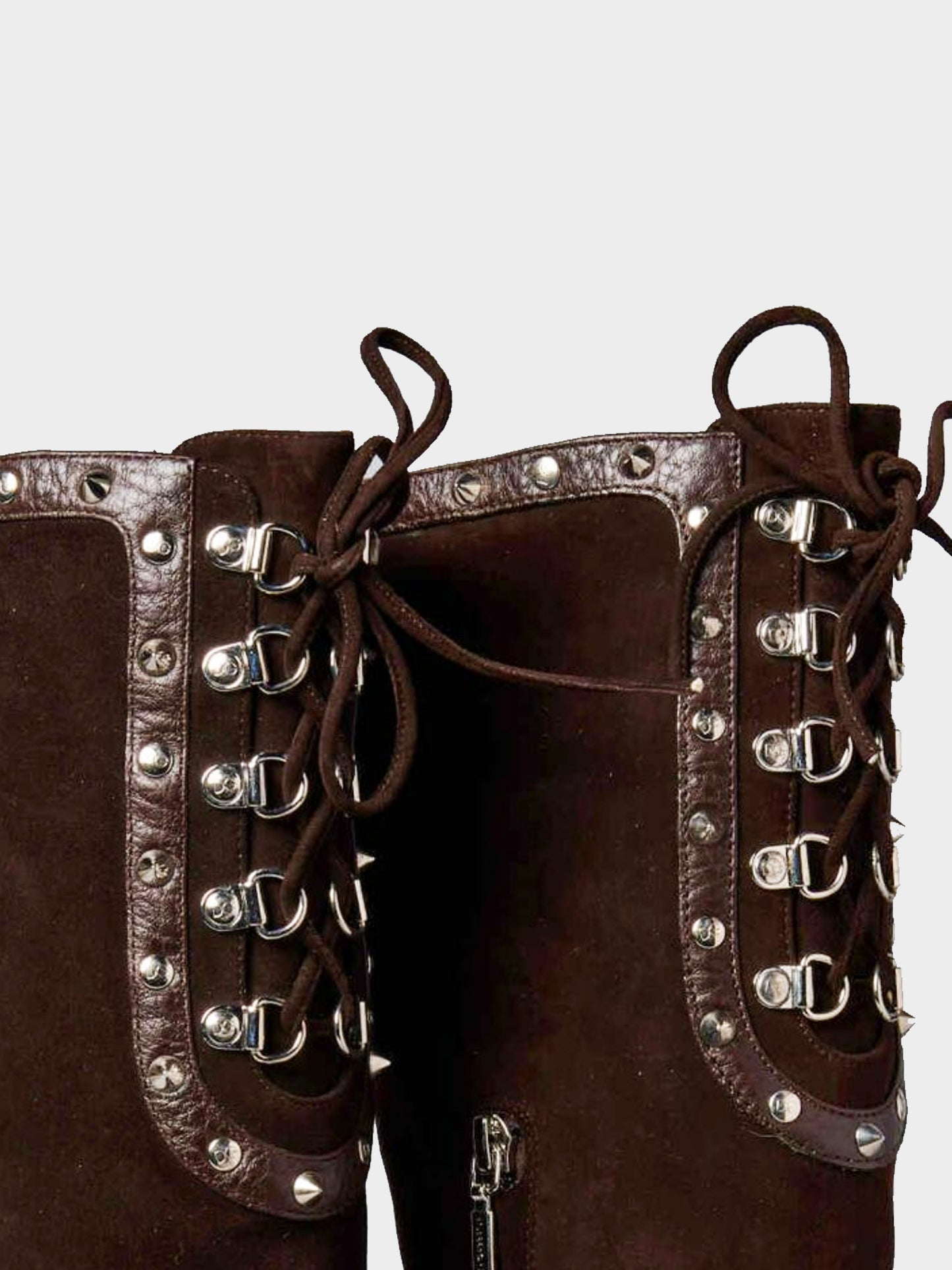 Dolce and Gabbana 2010s Brown Suede Studded High Boots