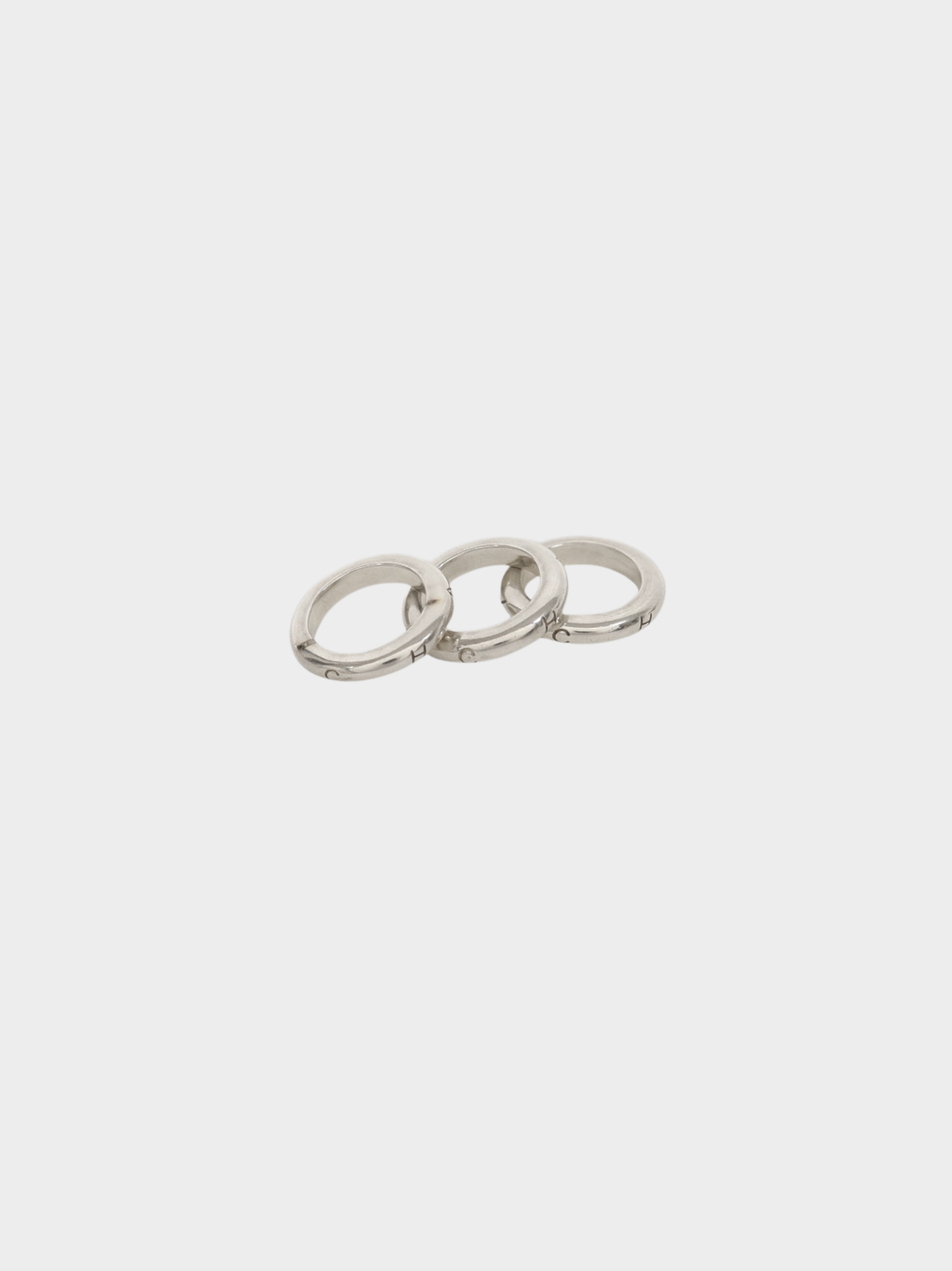 Chanel 2000s Silver 925 Logo Engraved Triple Ring