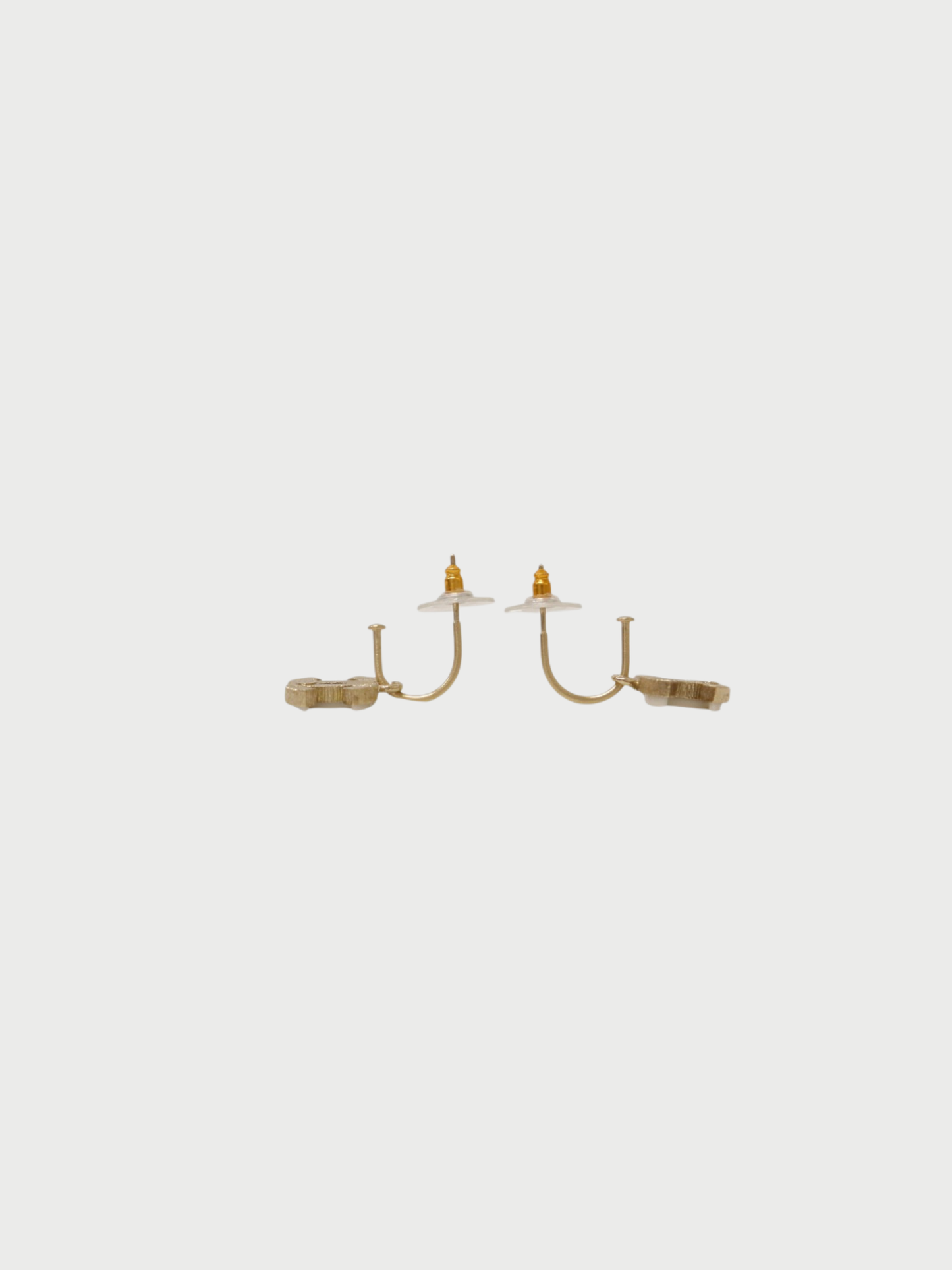 Chanel 2000s Gold White Plated Metal COCO Earrings