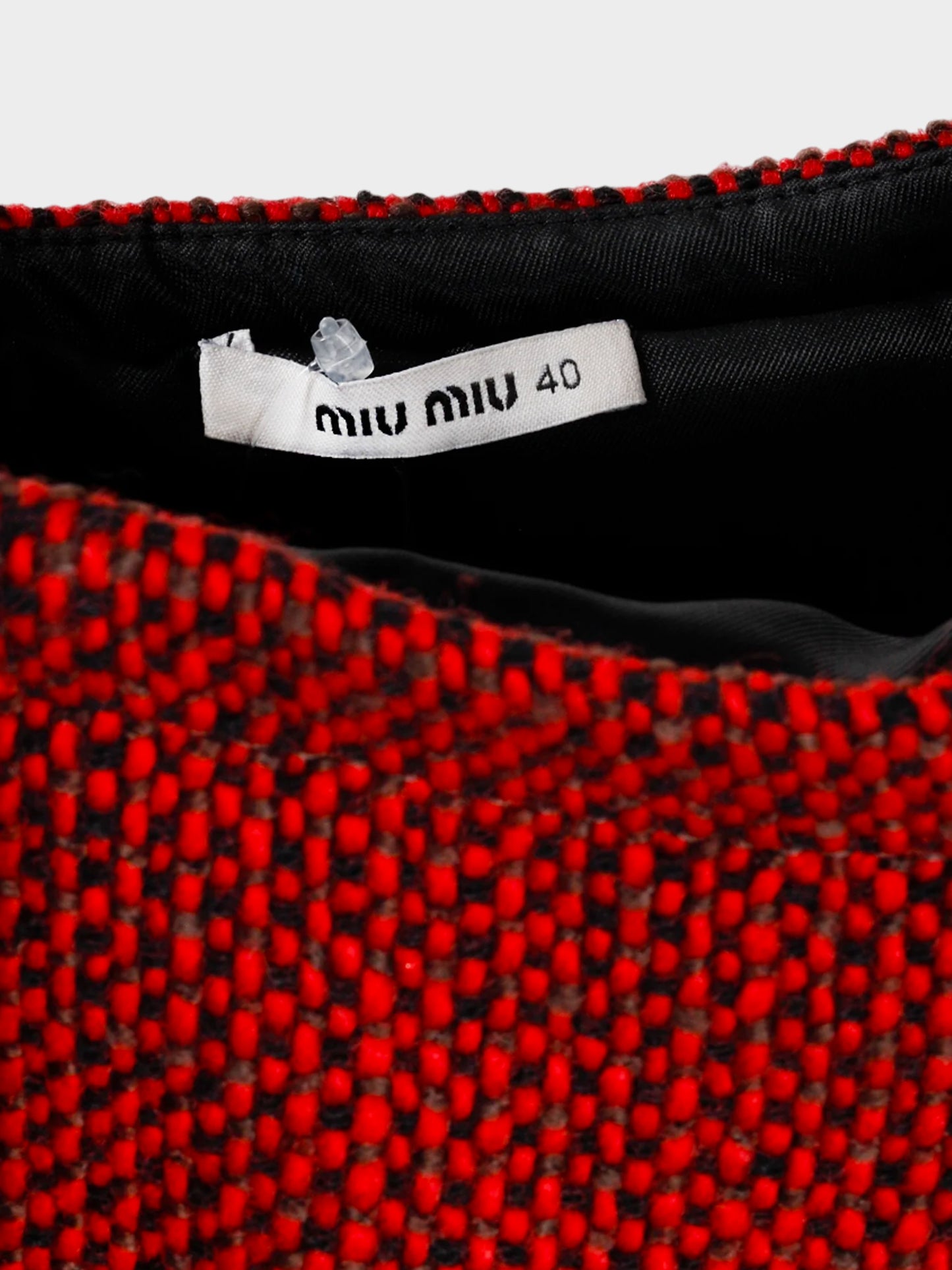 Miu Miu 2012 Red Checkered Wool Knit Mini Skirt