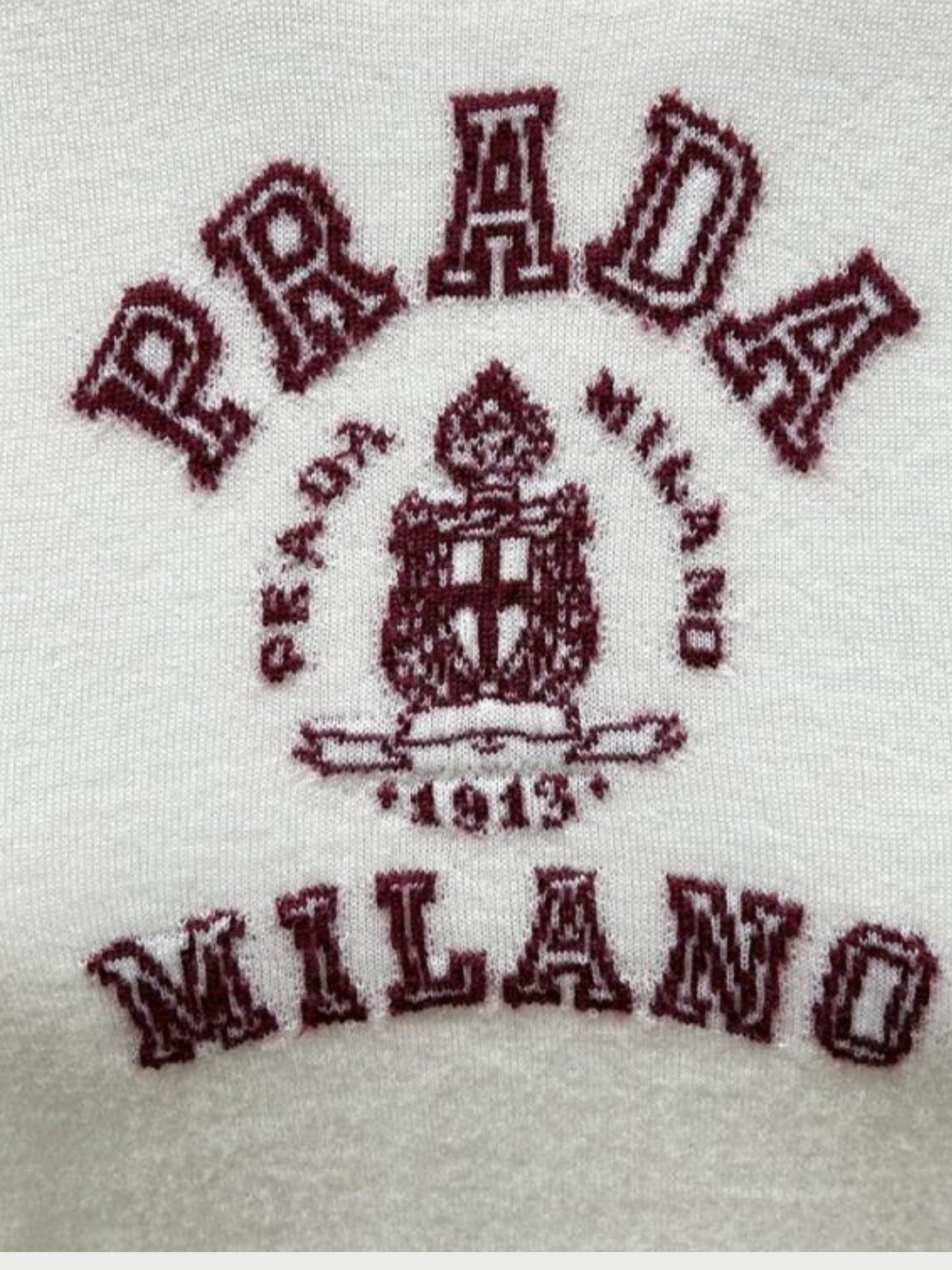 Prada 2020s White Cream Cashmere Intarsia Knit T-Shirt