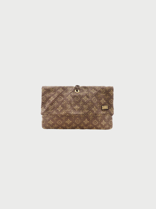 Louis Vuitton 2009 Brown Jacquard Monogram African Queen Clutch Bag