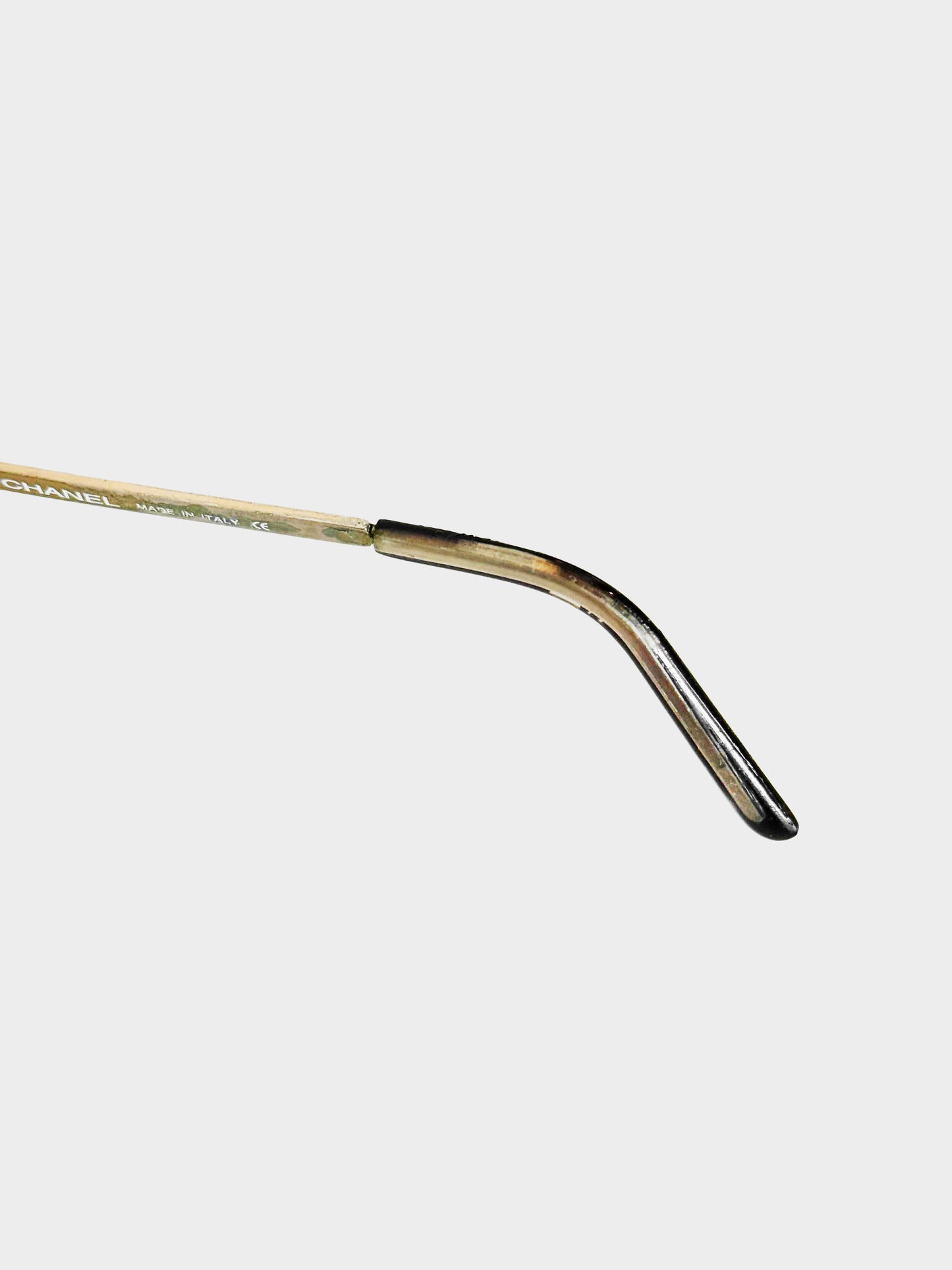 Chanel 2000s Rare Gold Metal Rhinestone CC Sunglasses
