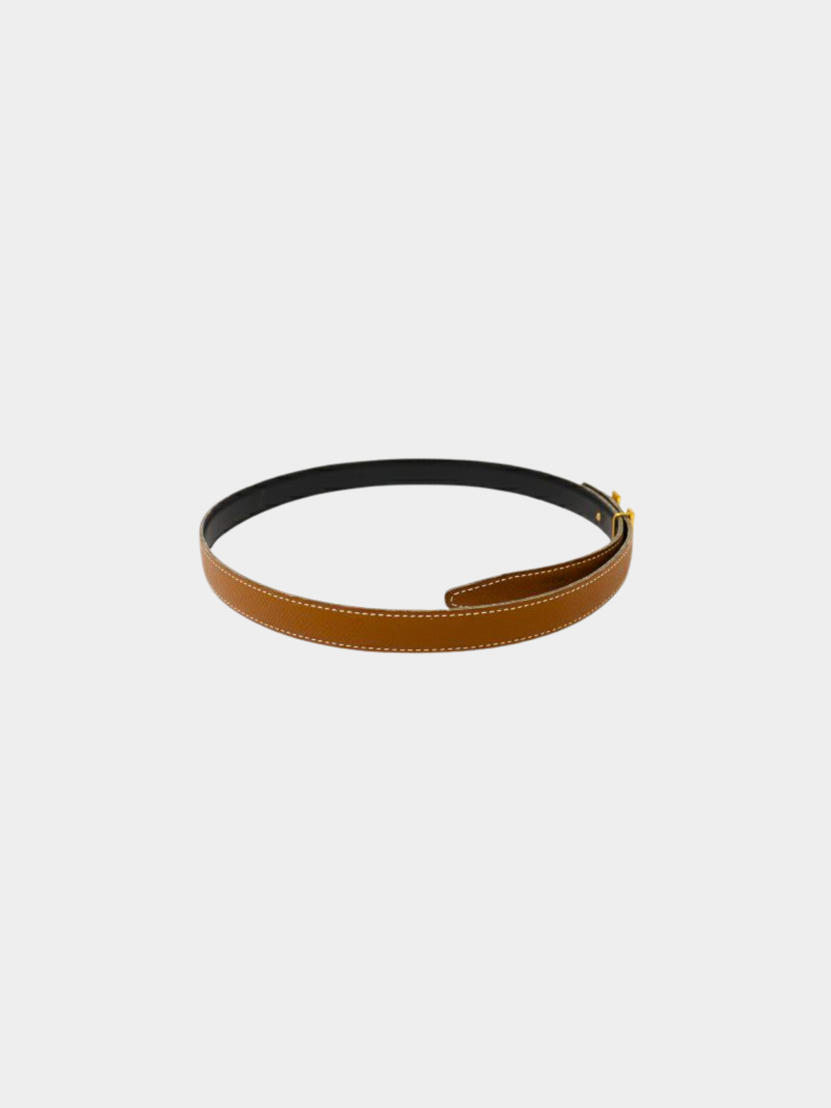 Hermès 1990s Brown Gold Leather Mini Constance Belt