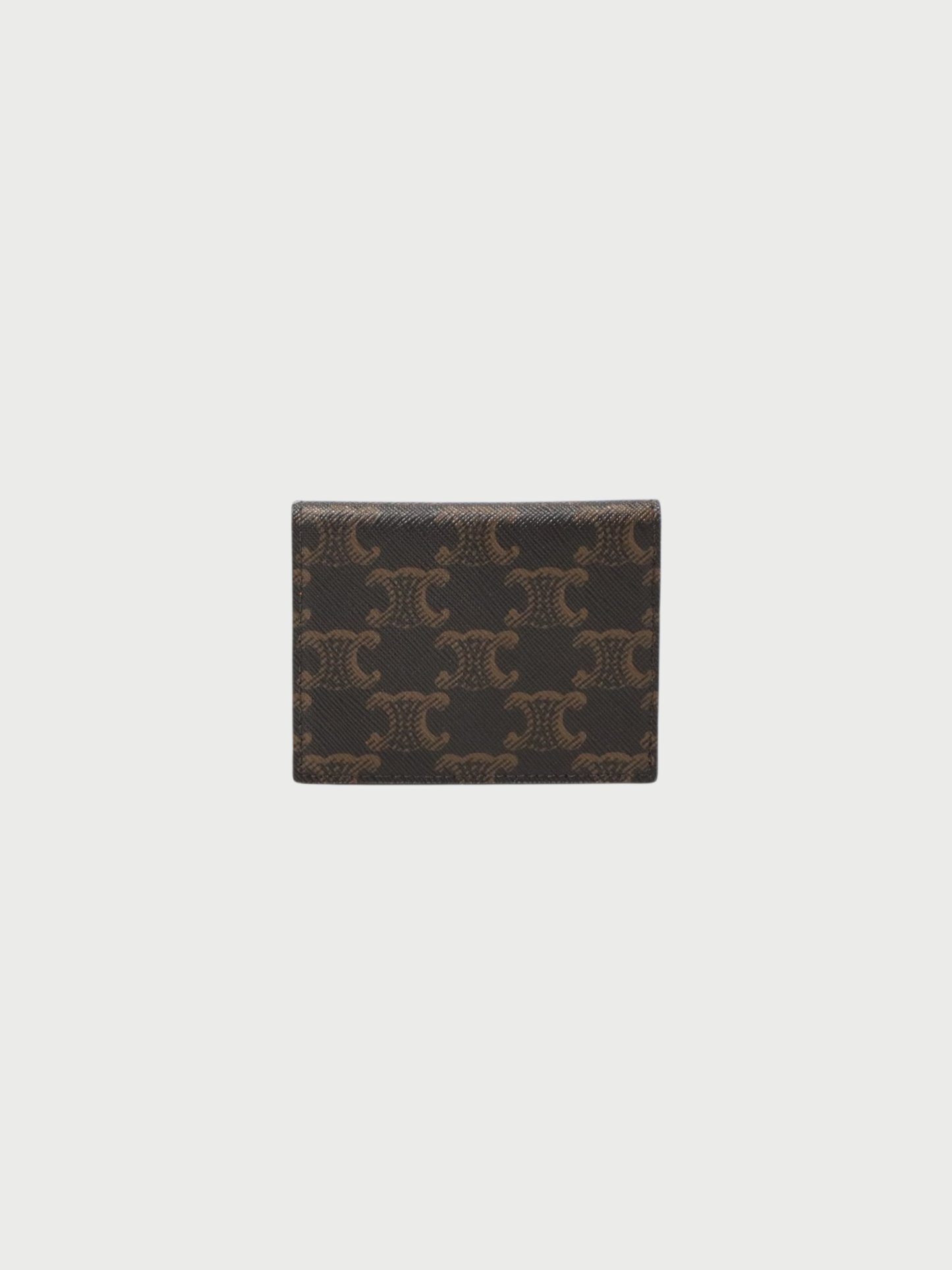 Celine 2020s Charcoal Green Brown Triomphe Bifold Card Holder