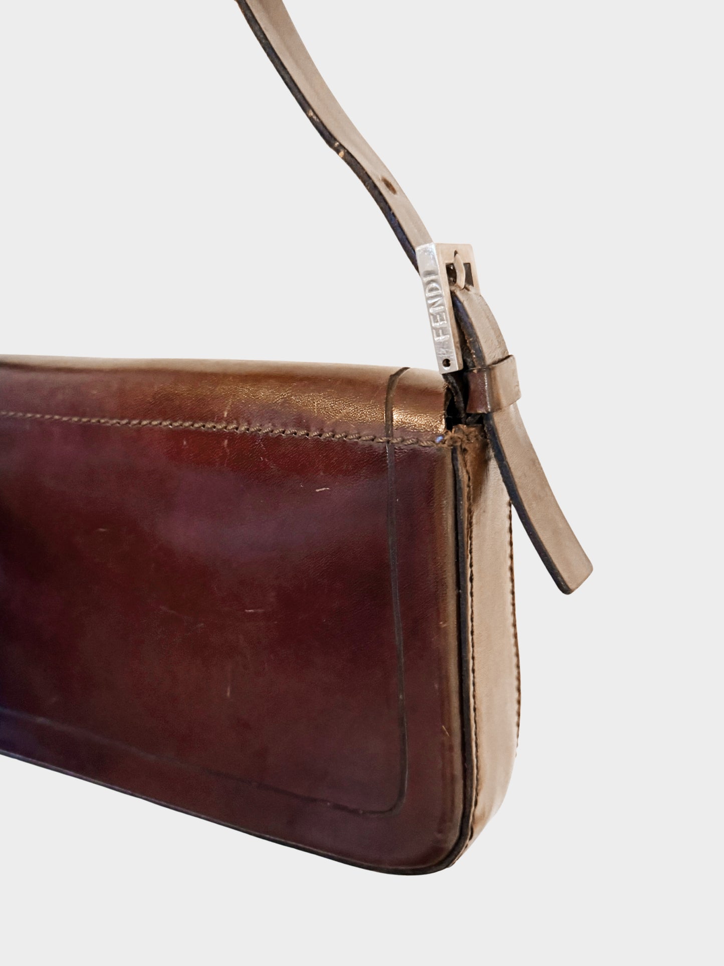 Fendi 2010s Brown Calfskin Leather Baguette
