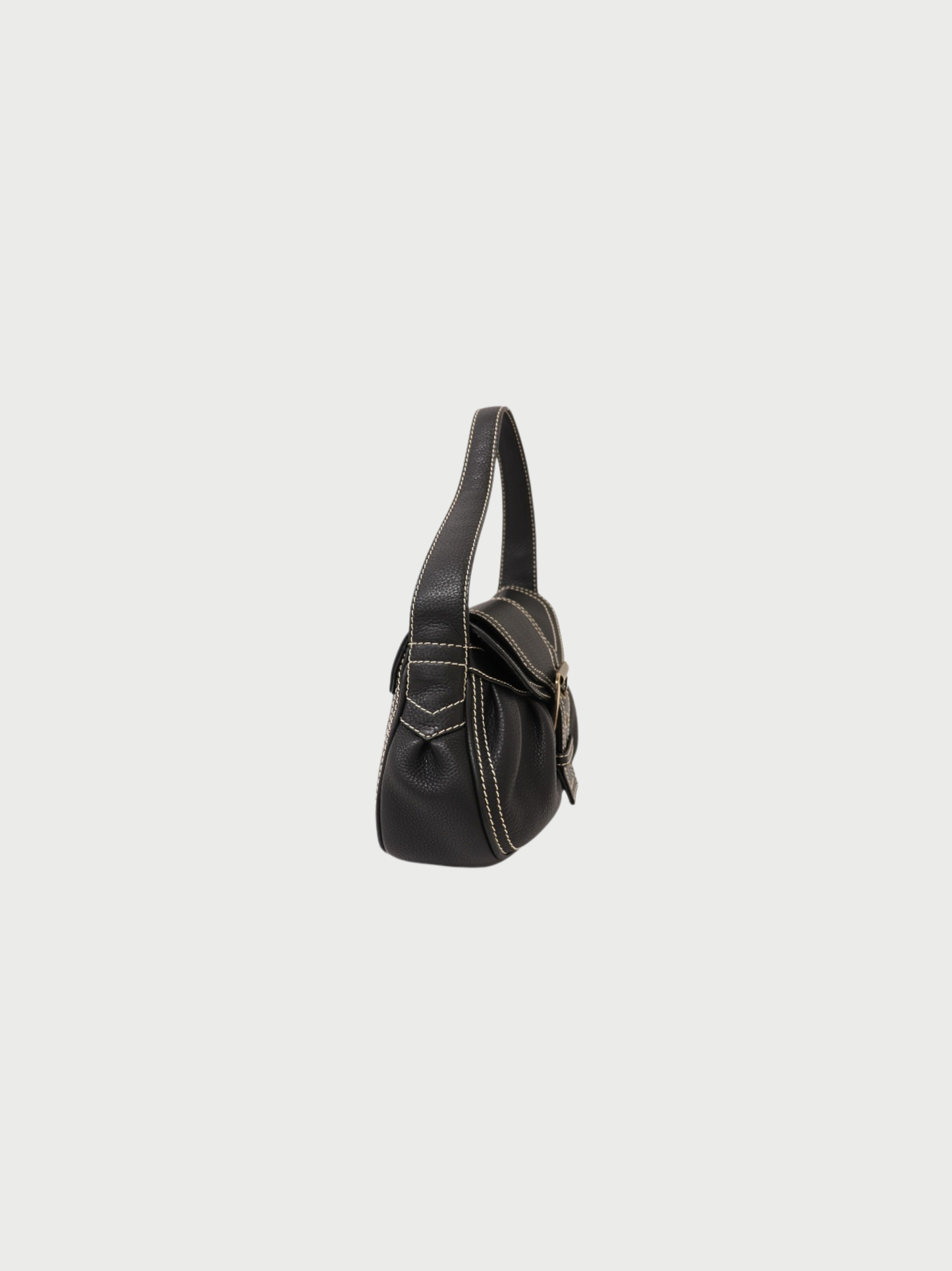 Celine 2000s Black Leather Logo Hardware One-Shoulder Bag