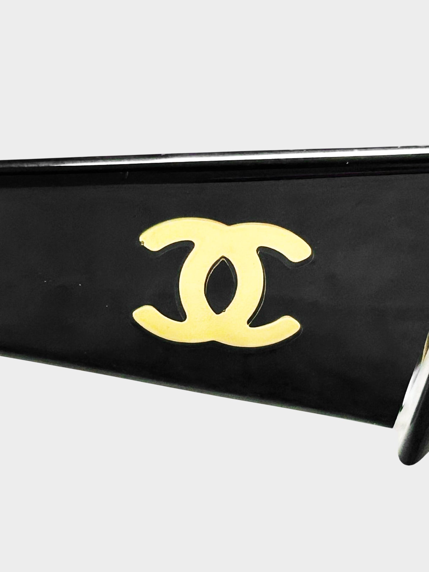 Chanel 2000s Black and Yellow Geometric Sunglasses