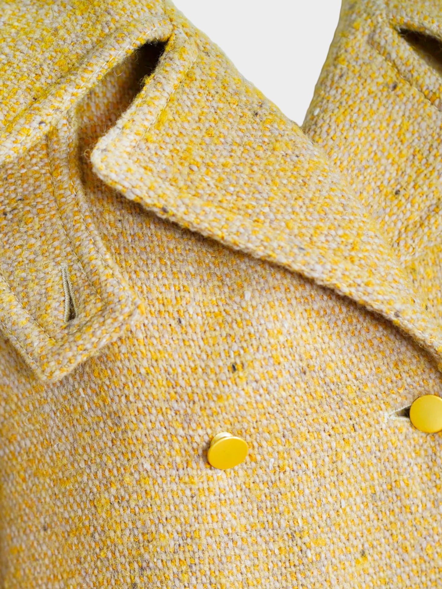 Balenciaga 2000s Yellow Mottled Wool and Mohair Tweed Coat