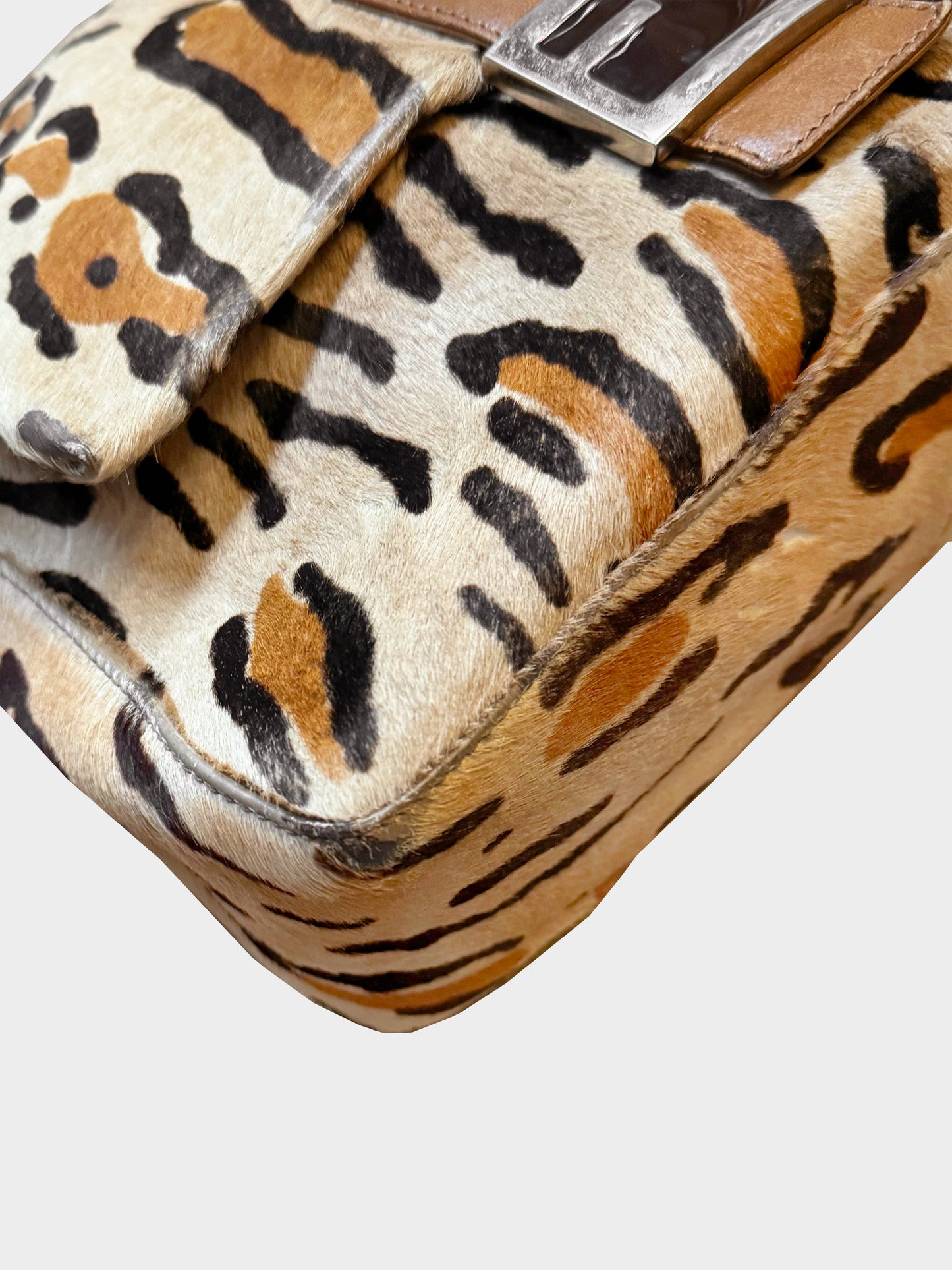 Fendi 2000s Leopard Print Pony Hair Mama Baguette