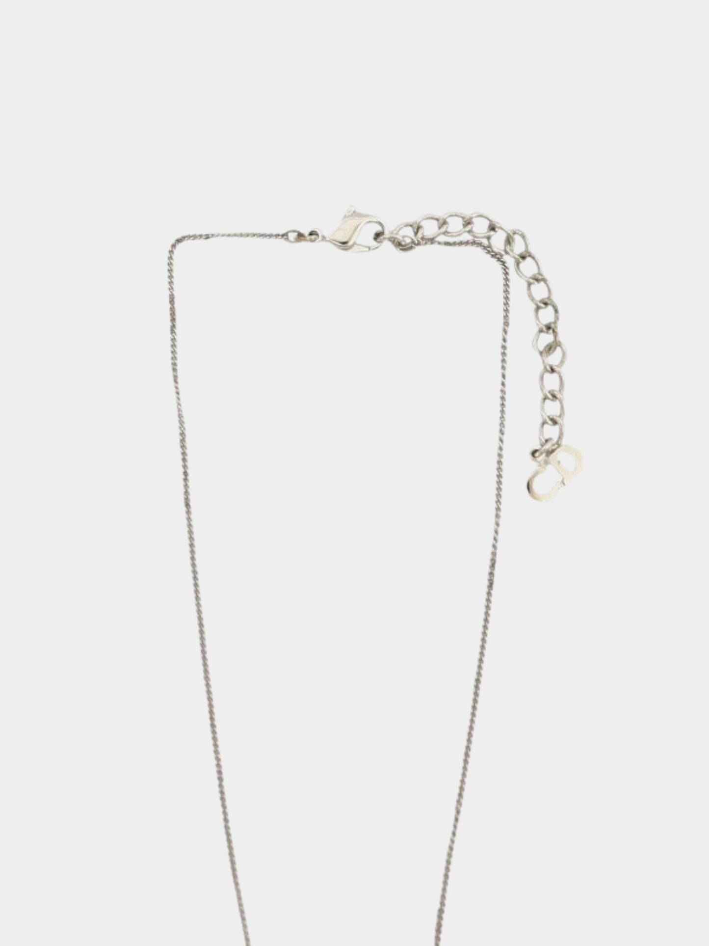Christian Dior 2000s Silver Logo Pearl Necklace