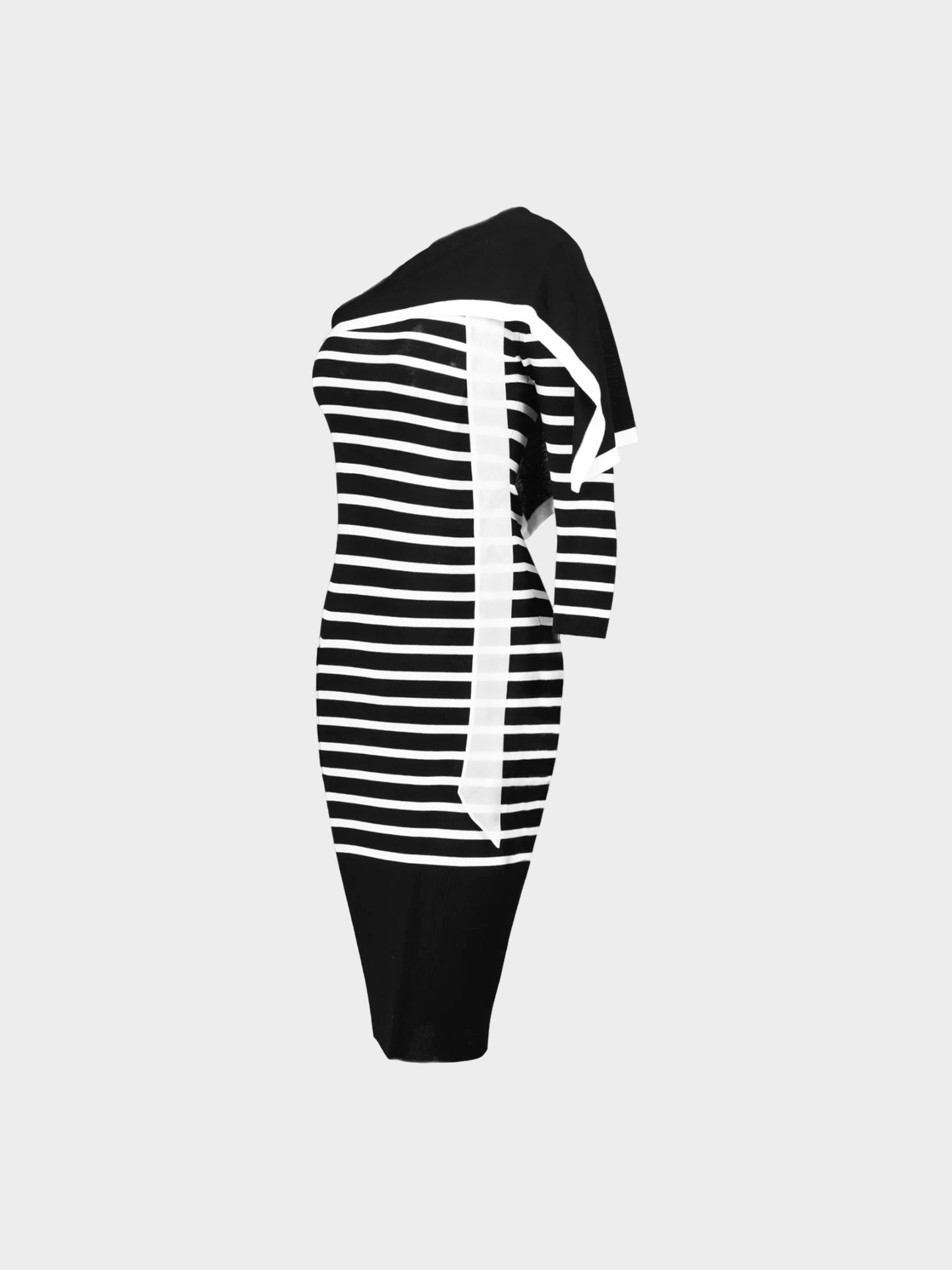 Jean Paul Gaultier 2010 Black and White One-Shoulder Sailor Dress