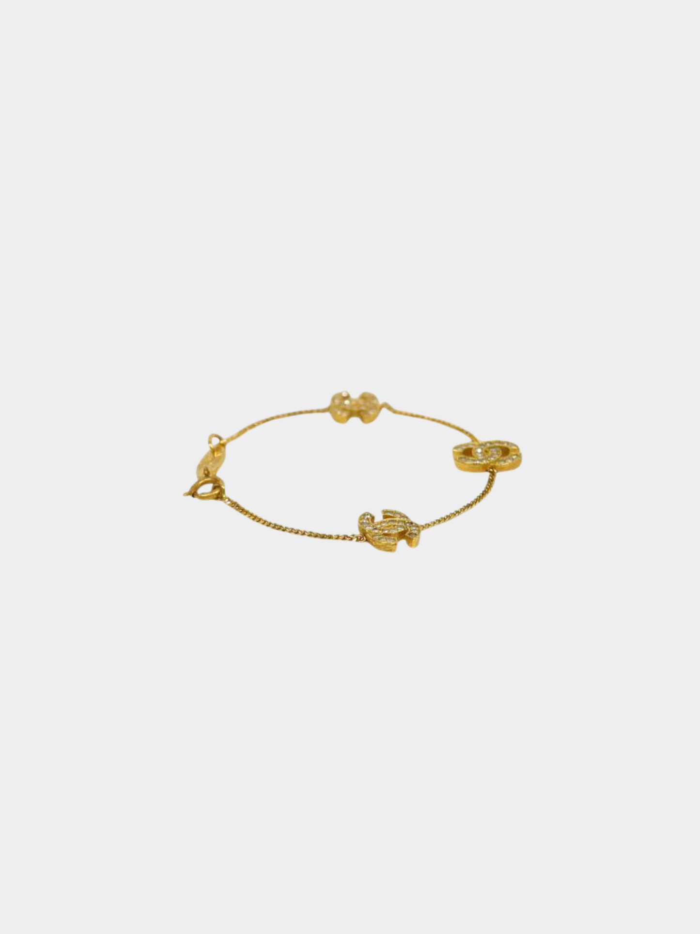 Chanel 2000s Gold COCO Rhinestone Bracelet