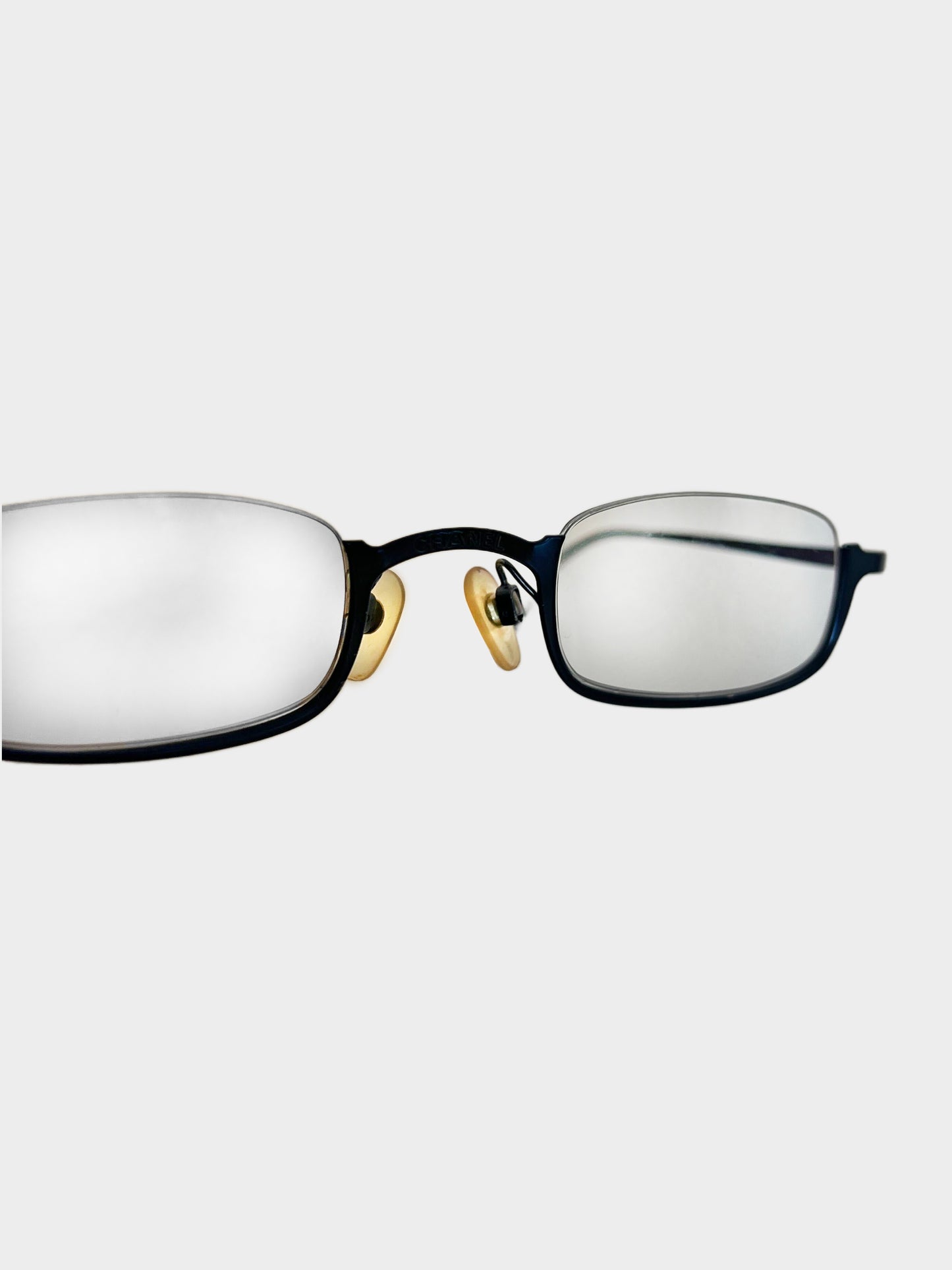 Chanel 1990s Black Bottom Rim Narrow Vintage Glasses
