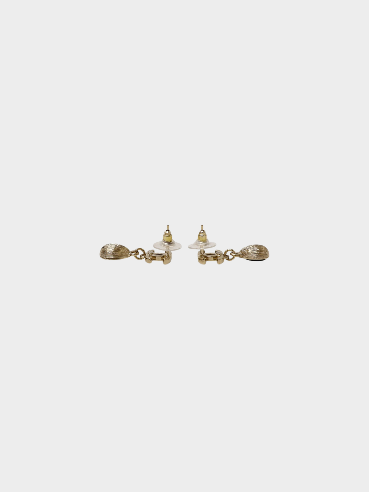 Chanel 2021 Gold Black Rhinestone COCO Swing Earrings