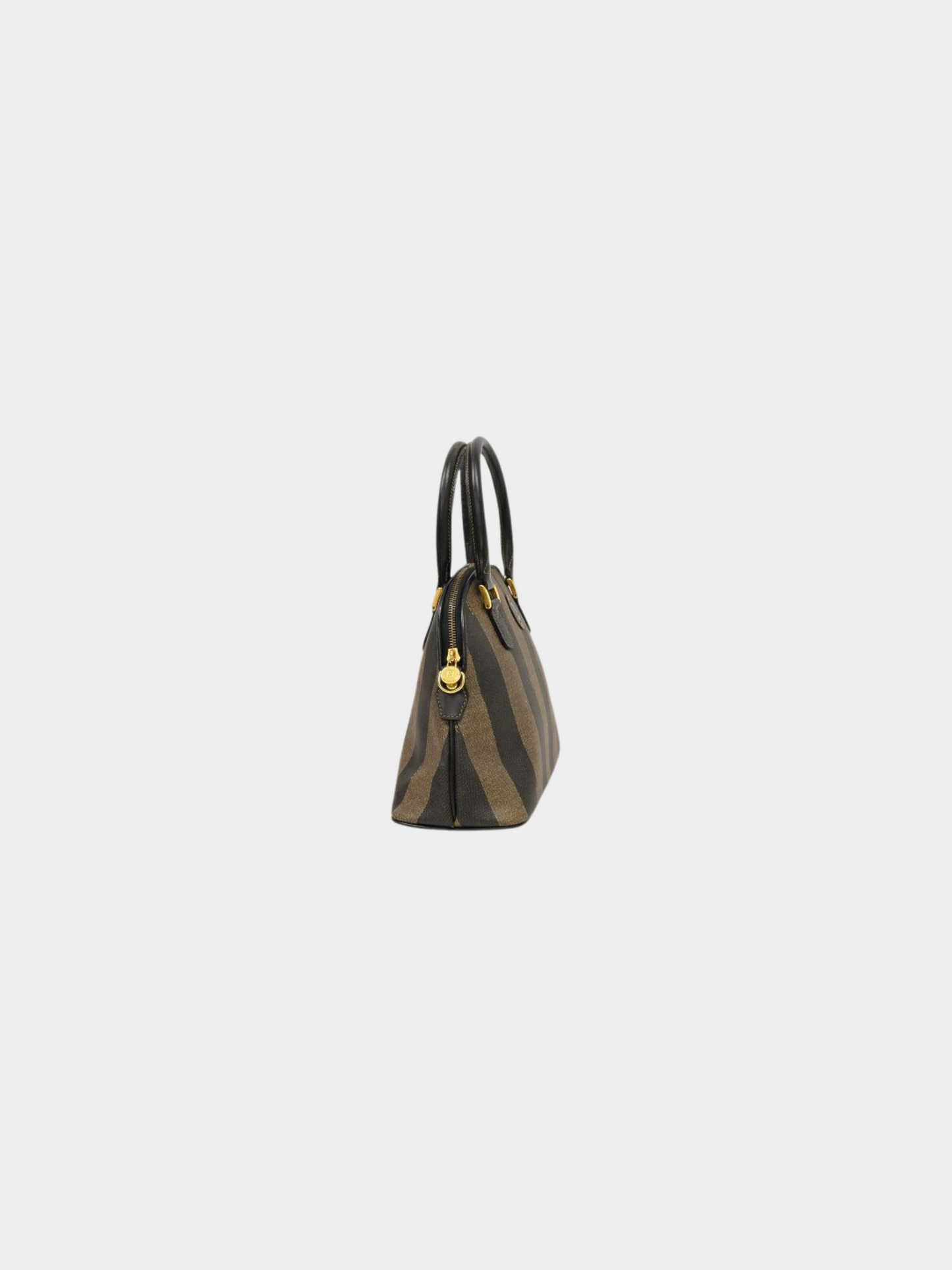 Fendi 2000s Black Khaki Pecan PVC Leather 2-Way Bag