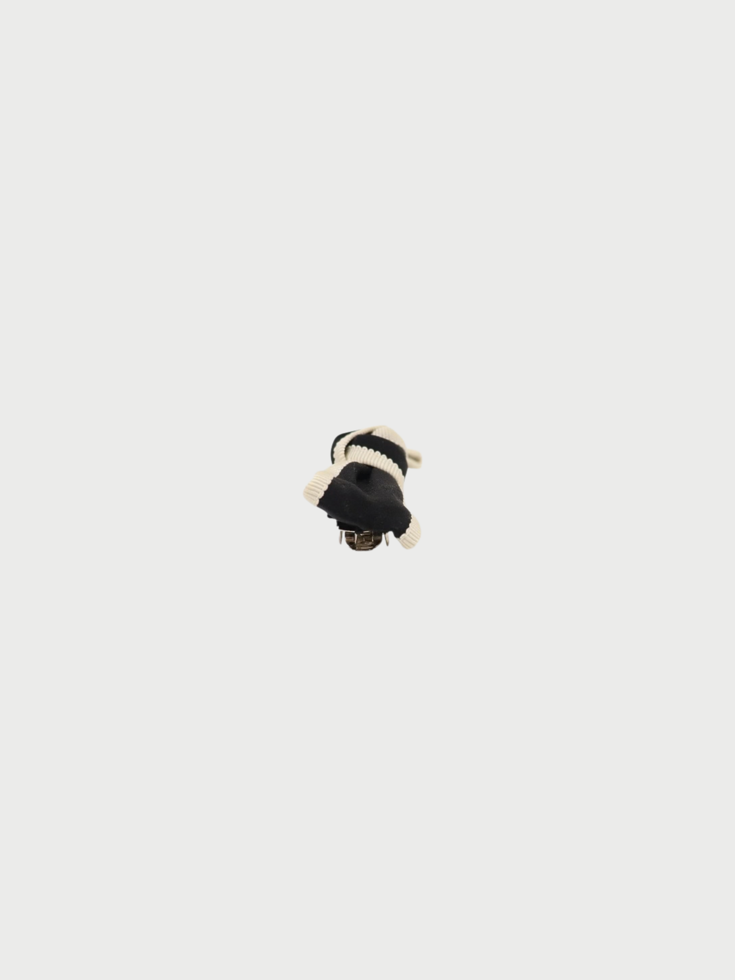 Chanel 2000s Black White Silk Ribbon Barrette