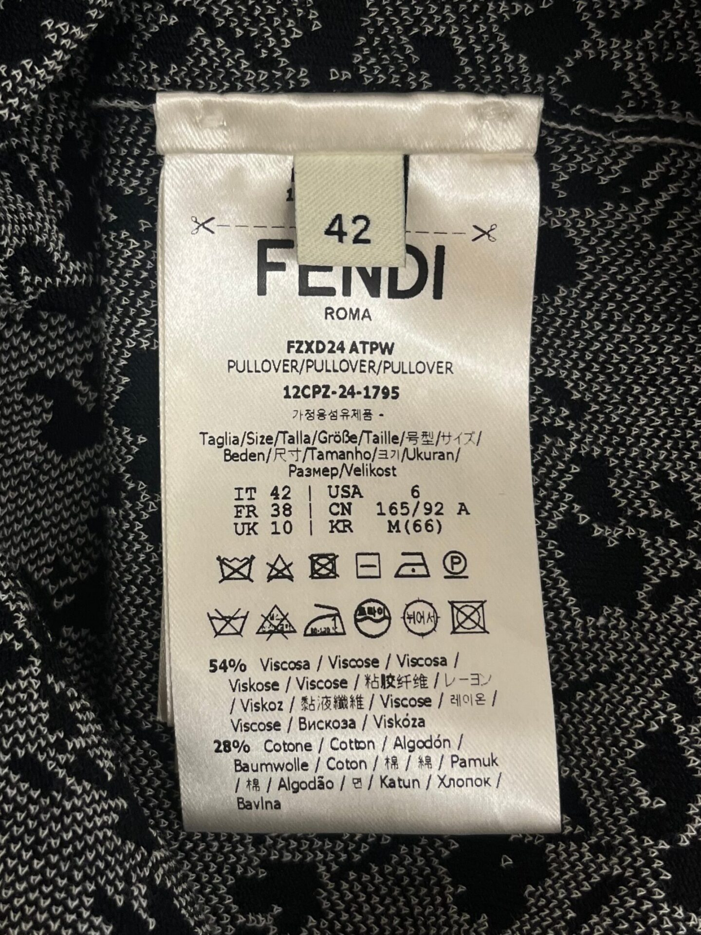Fendi 2020s Black Cream Floral Jacquard Logo T-Shirt