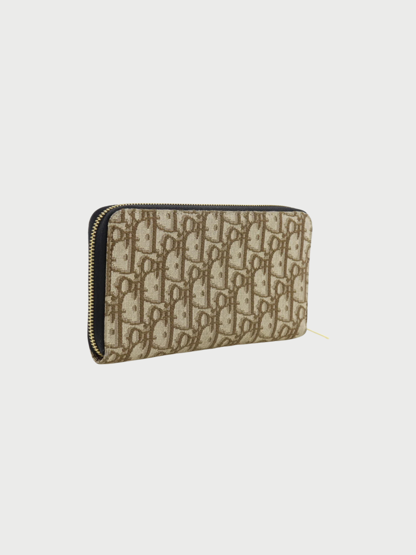Christian Dior 2020s Brown Oblique Canvas Zip Around Long Wallet
