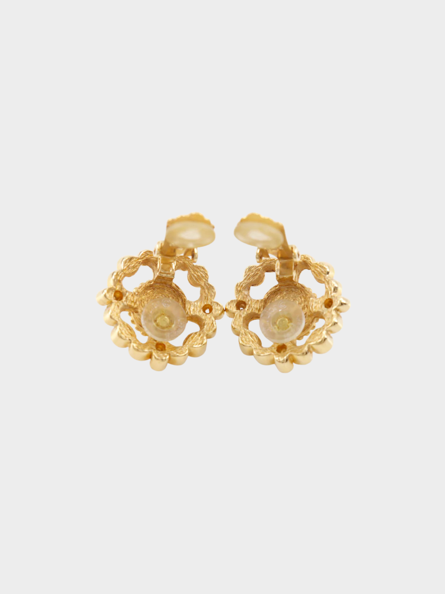 Christian Dior 1980s Gold Faux Pearl Rhinestone Earrings