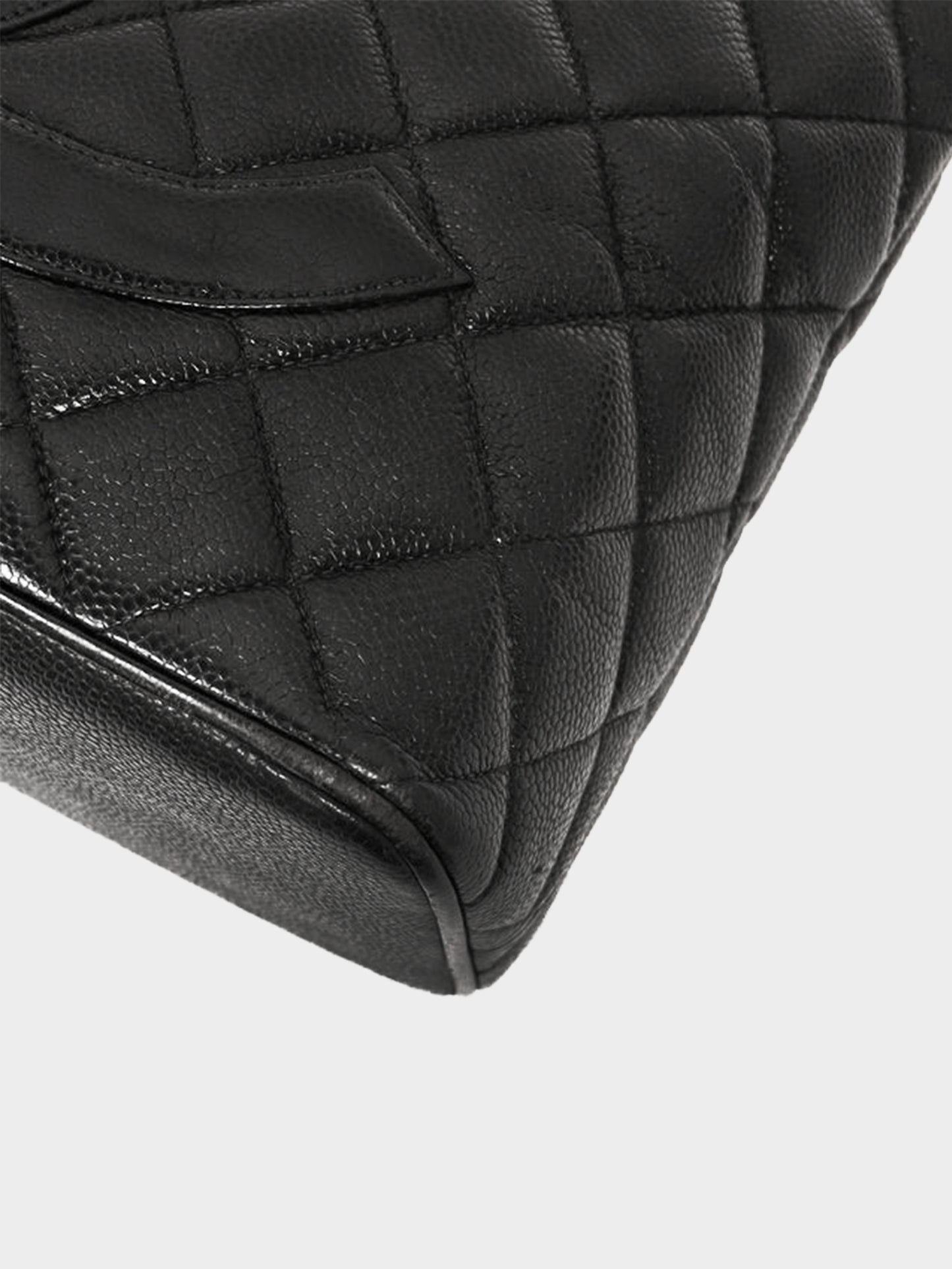 Chanel 2000 Black Caviar Skin Quilted Tote Bag