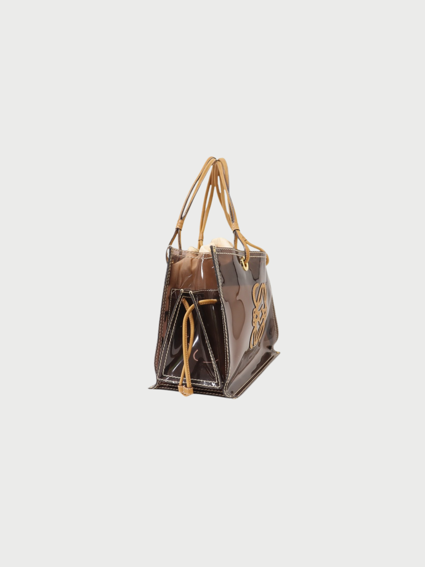 Loewe 2000s Brown PVC Leather Anagram Clear Tote Bag