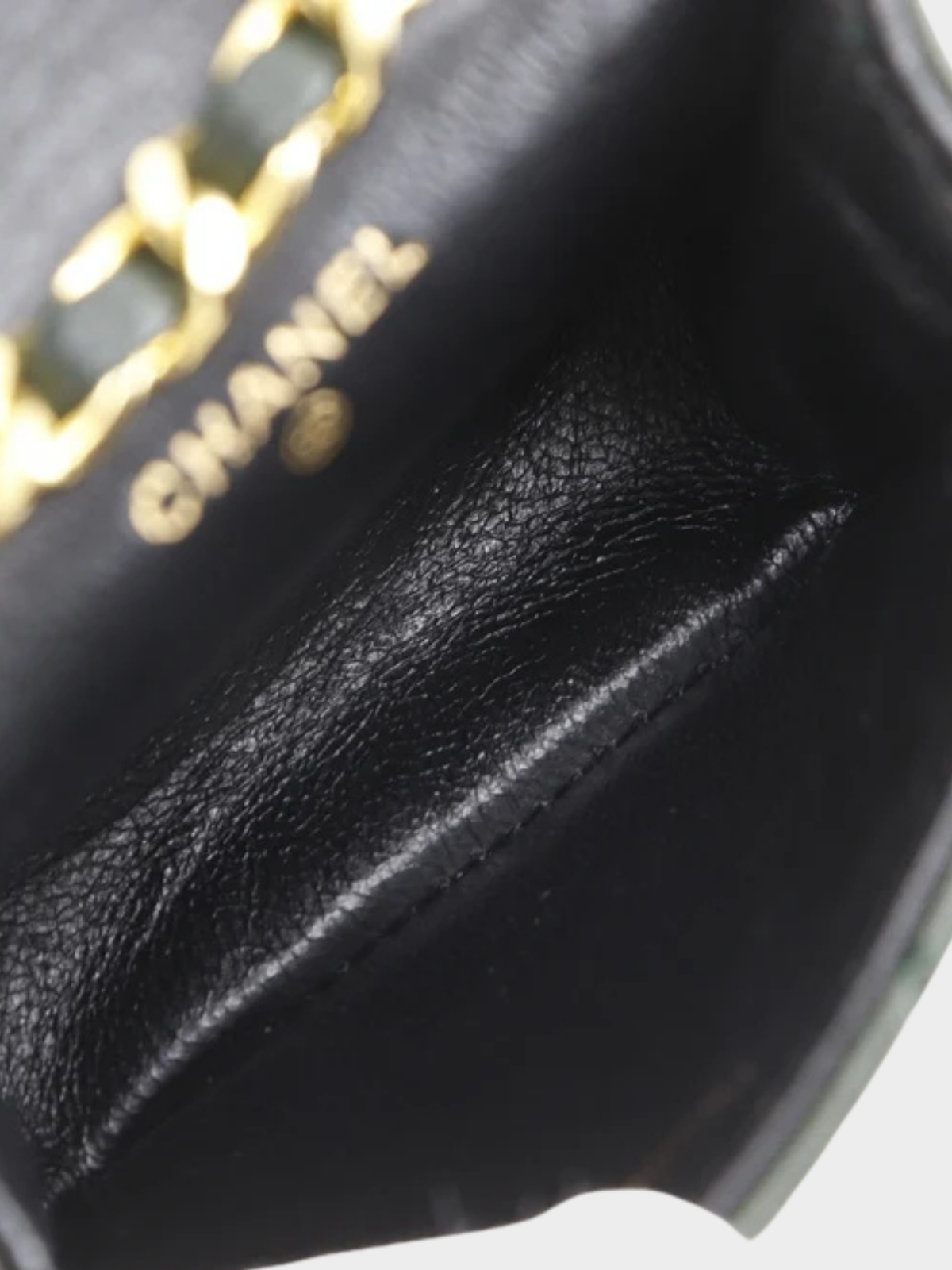 Chanel 2000s Green Lambskin Micro Matelassé Charm Chain Belt