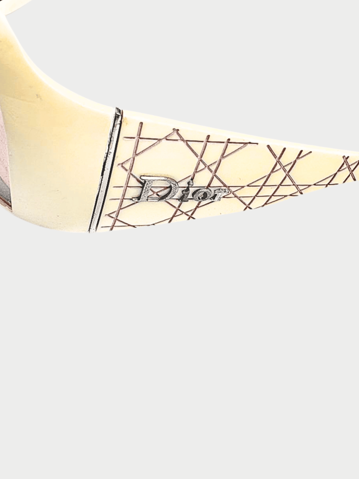 Christian Dior 2000s Cream Cannage Logo Rectangle Sunglasses