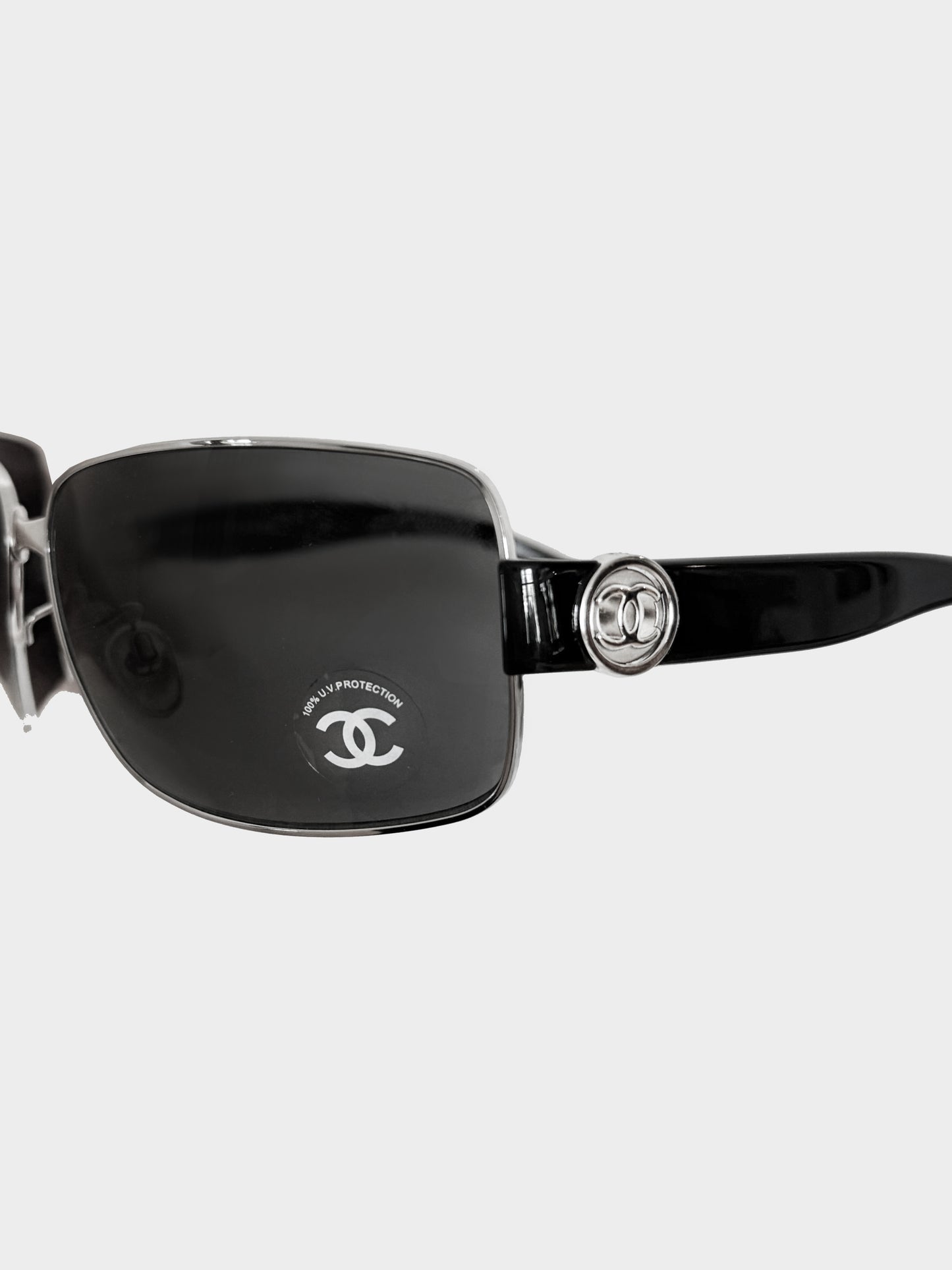 Chanel 2000s Black CC Square Sunglasses