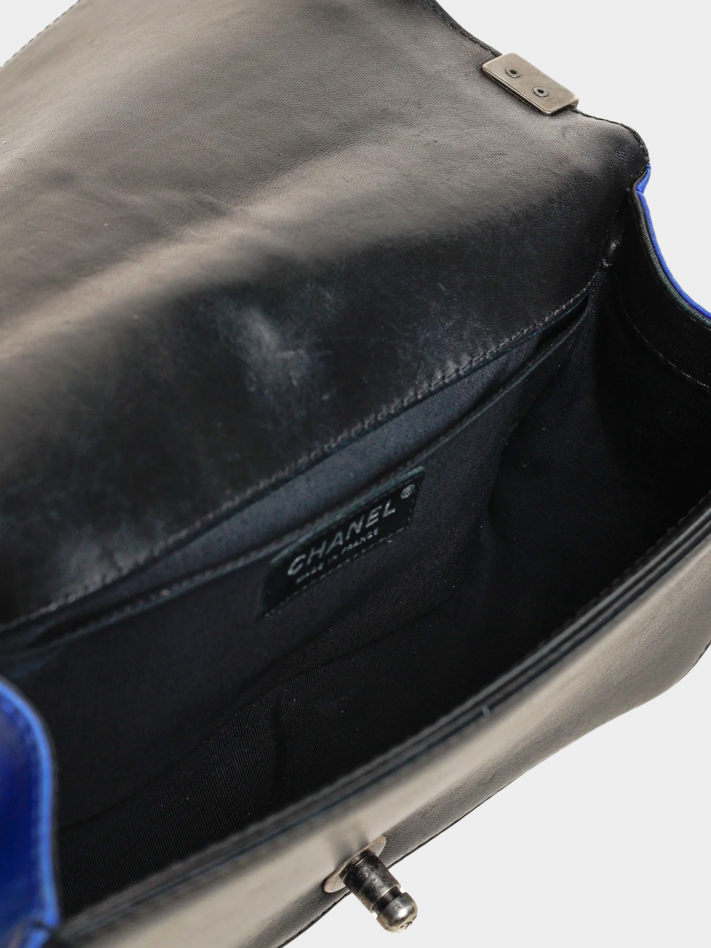Chanel 2013 Blue Bicolour Medium Boy Quilted Flap Shoulder Bag