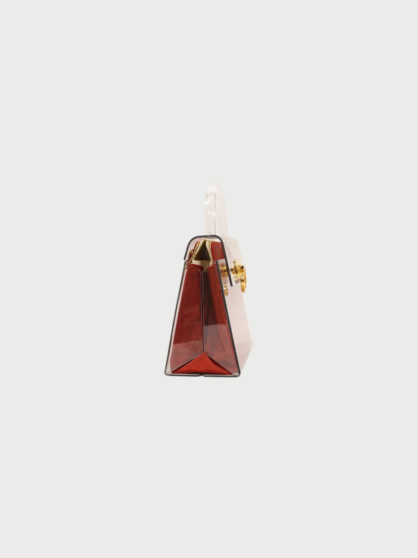 Salvatore Ferragamo 2000s Clear Red Plastic Canvas Gancini Hardware Handbag