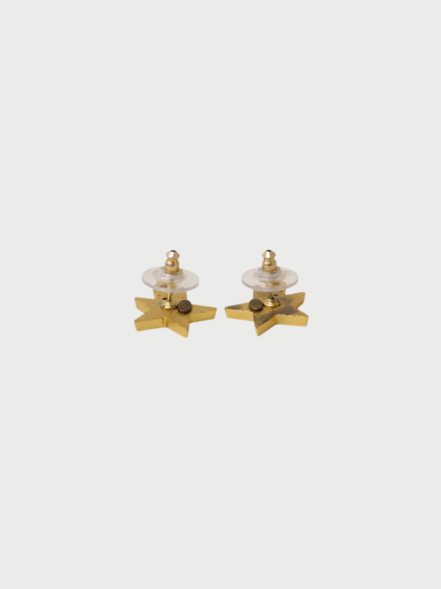 Chanel 2001 Black Gold Plated Metal Coco Star Earrings