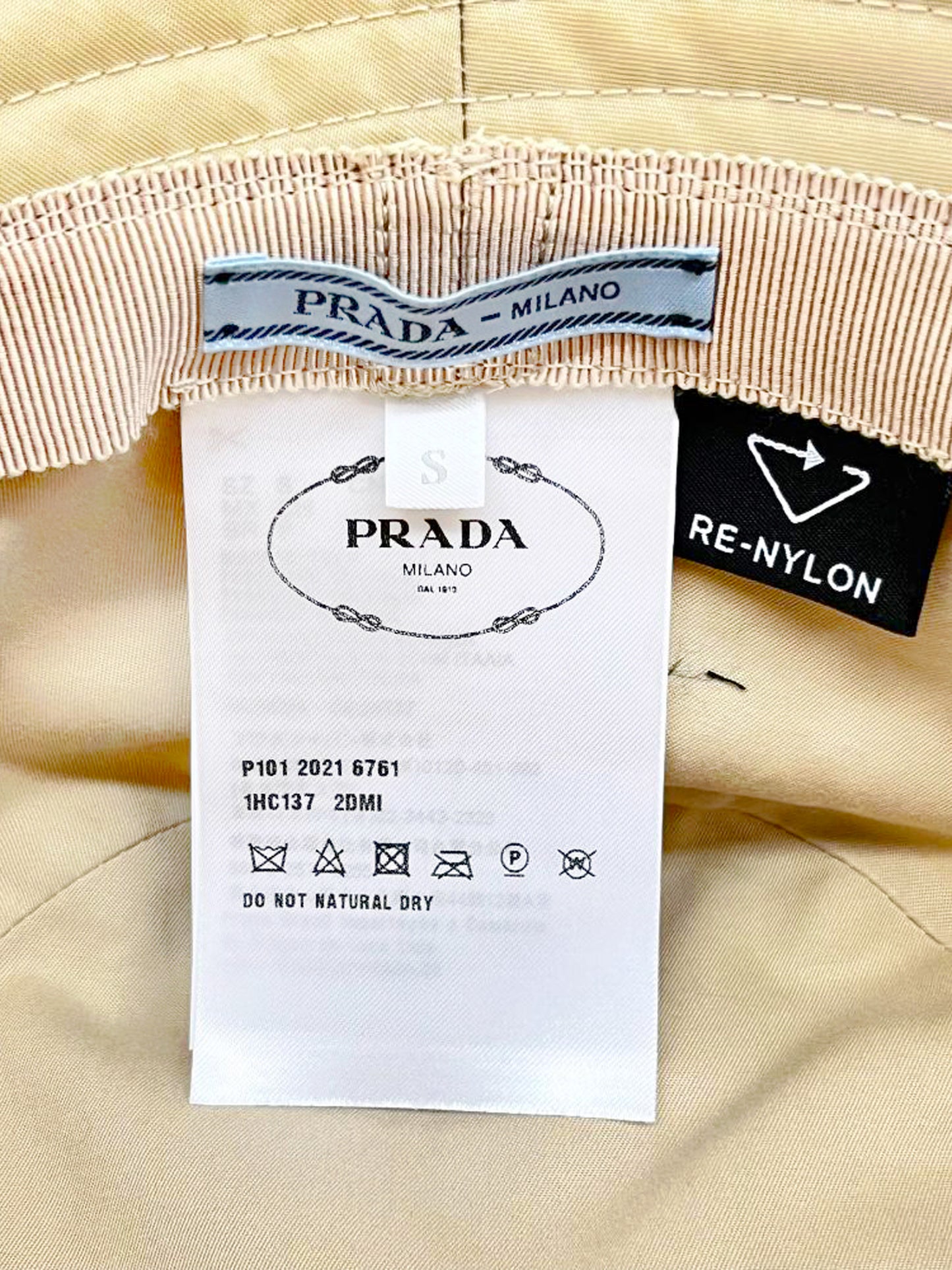 Prada 2021 Desert Beige Re-Nylon Bucket Hat