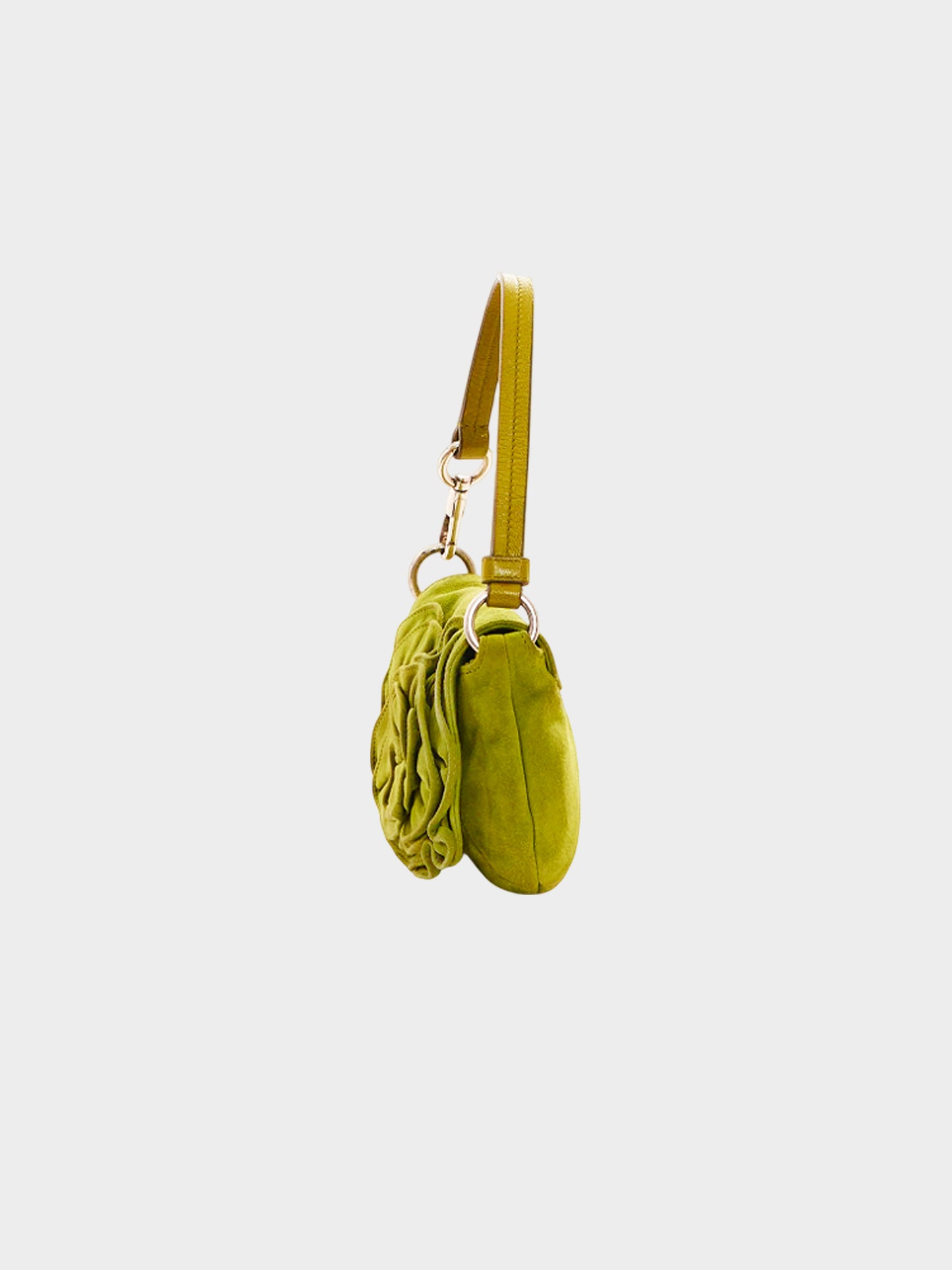 Yves Saint Laurent by Tom Ford FW 2003 Green Suede Nadja Rosette Bag