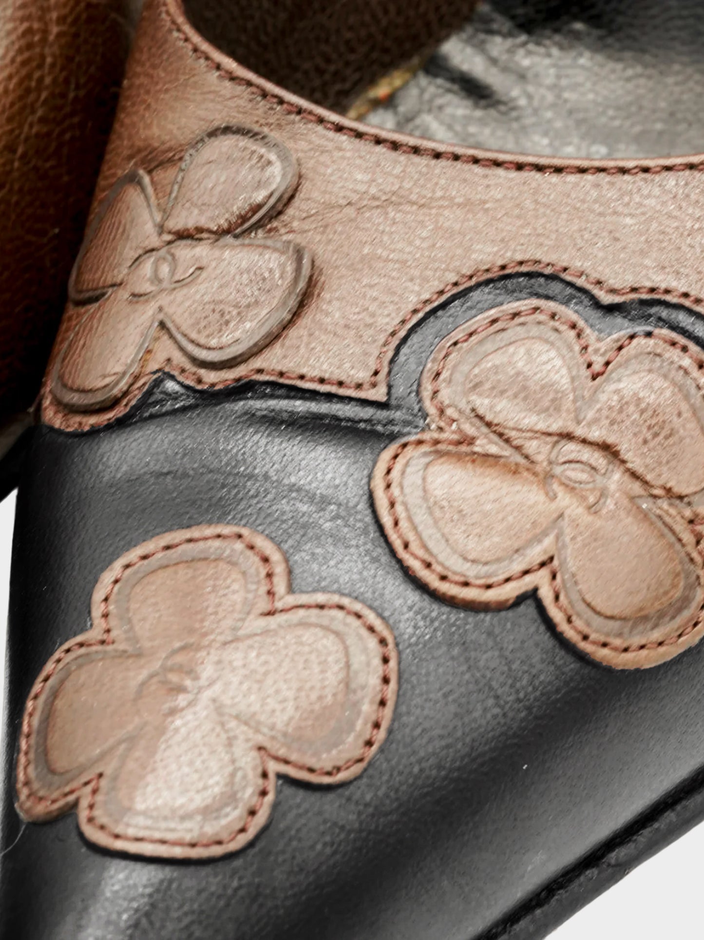 Chanel by Karl Lagerfeld 1990s Brown and Black Two-toned Floral Pumps