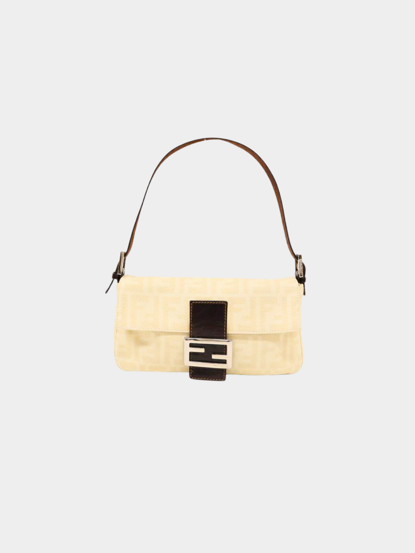 Fendi 2000s White Zucca Baguette Bag
