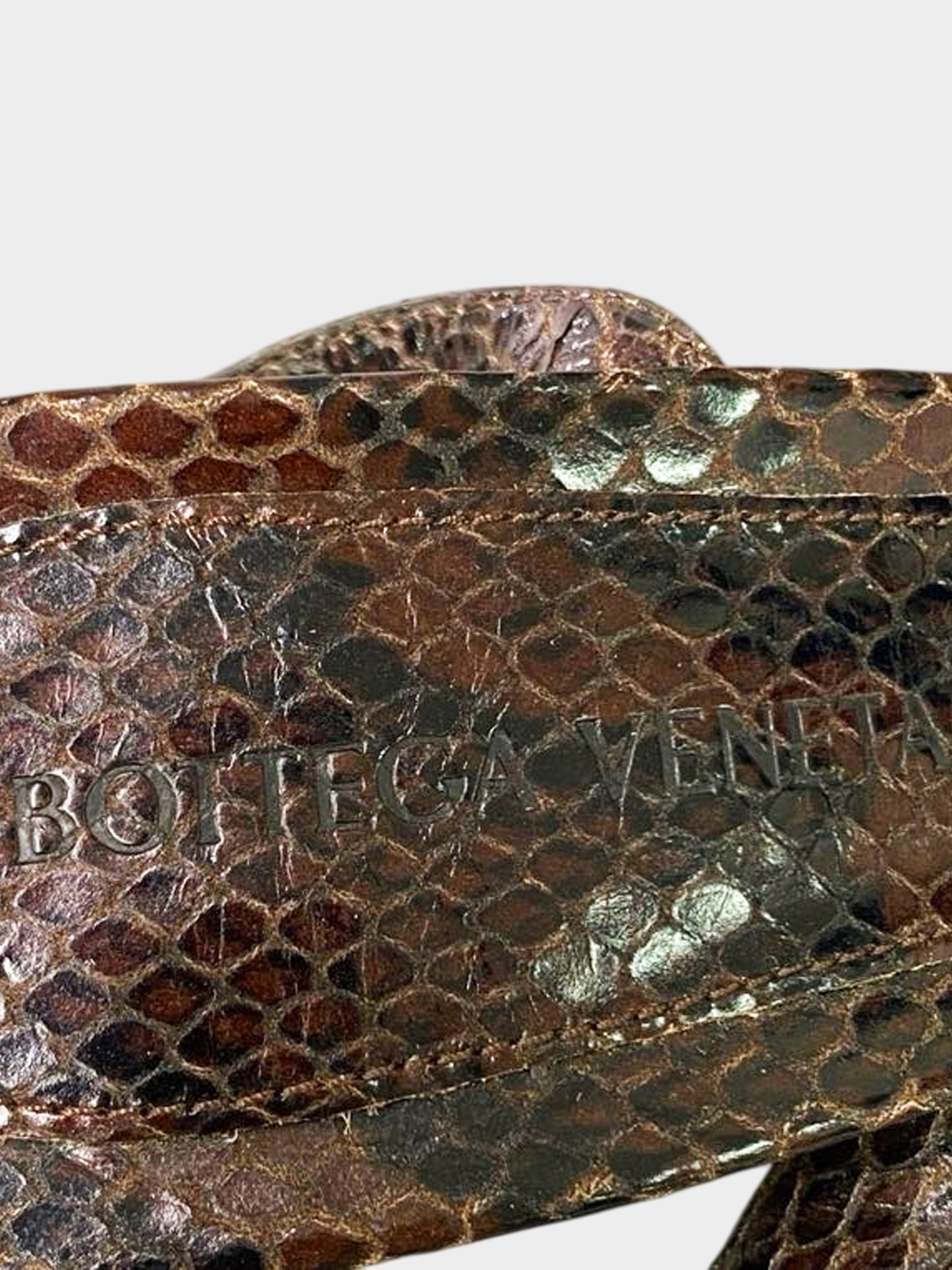 Bottega Veneta 2010s Brown Python Spiral Wrap Heels