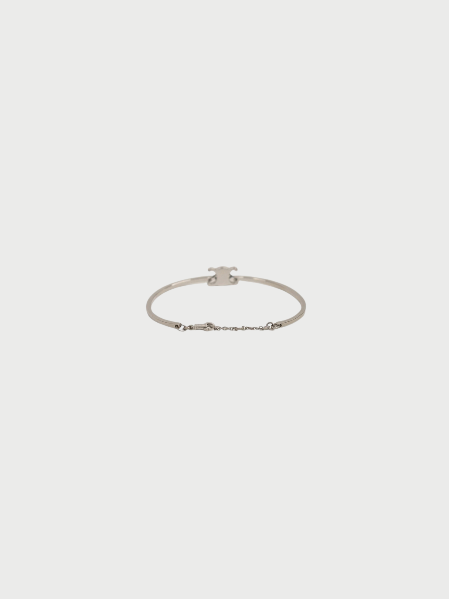 Celine 2010s Silver Plated Metal Triomphe Articulated Bracelet