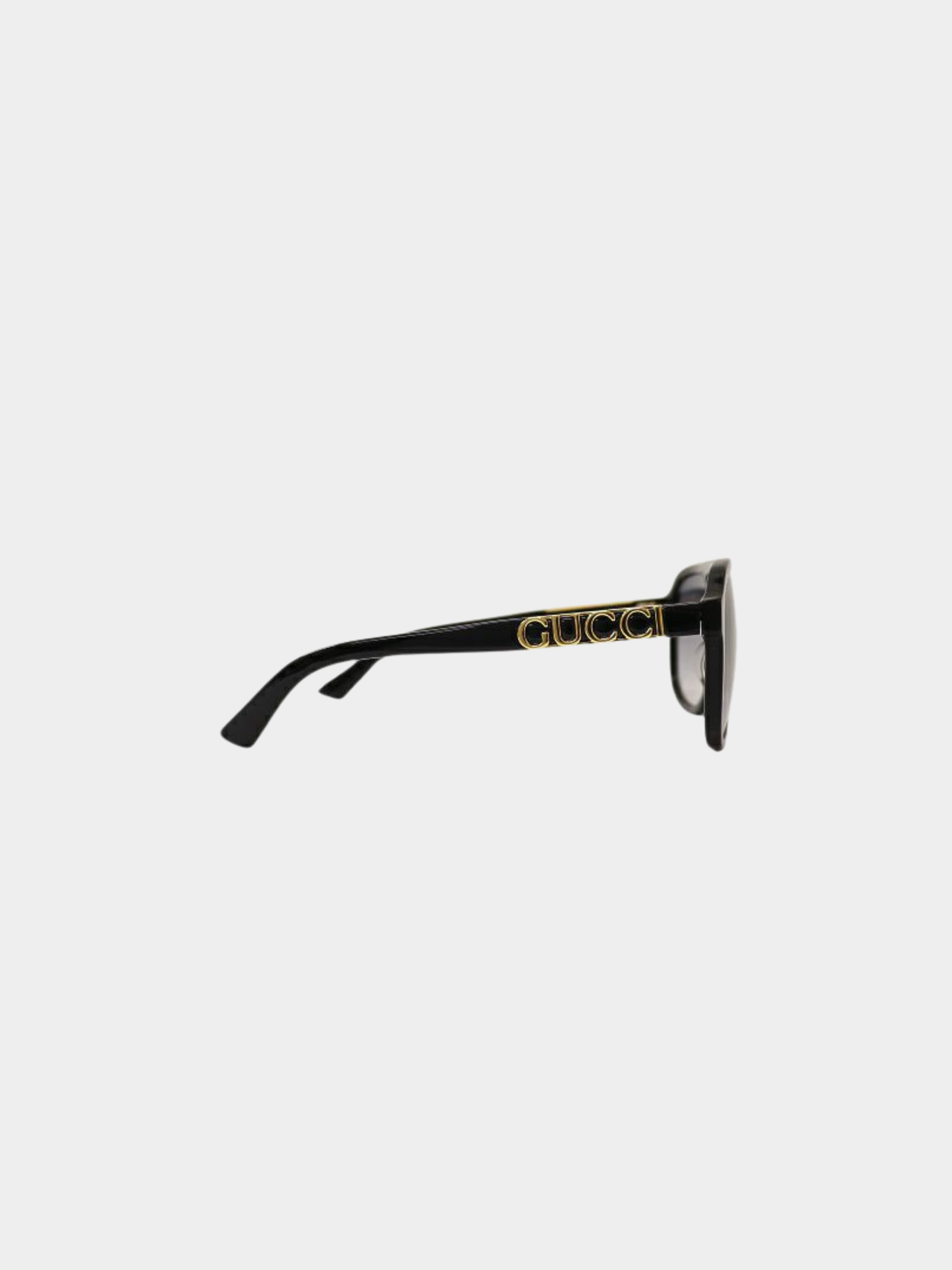 Gucci 2000s Black Gold Plastic Logo Sunglasses