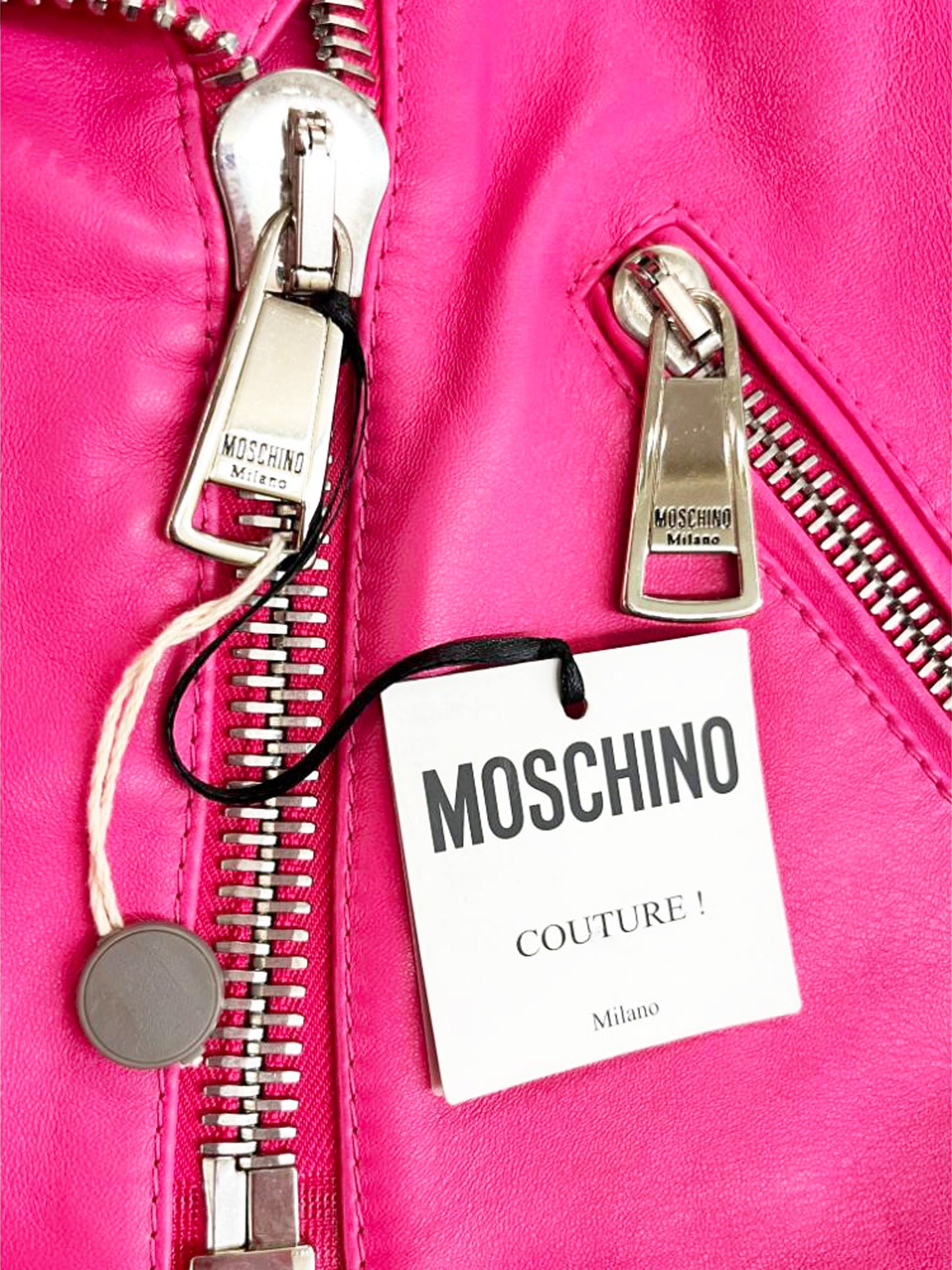 Moschino x Jeremy Scott SS 2015 Couture Barbie Pink Leather Cropped Jacket