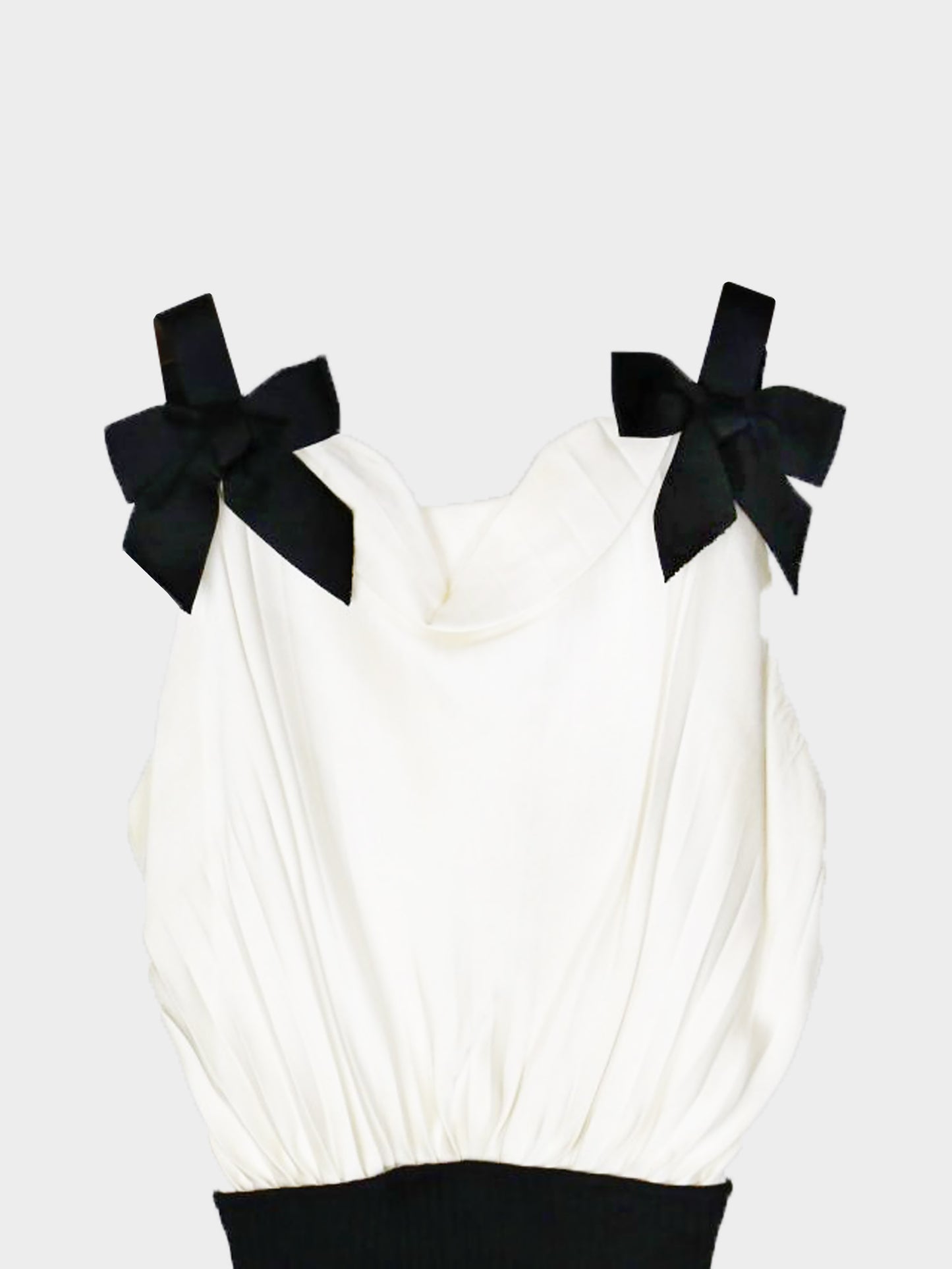 Chanel SS 2005 Two-tone Silk Top with Ribbons