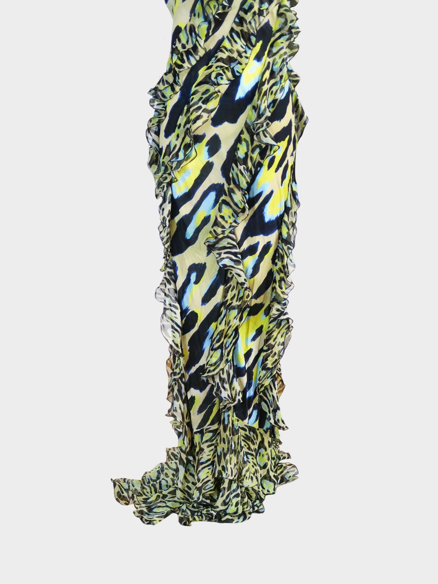 Roberto Cavalli 2023 Leopard Print Ruffled Maxi Dress