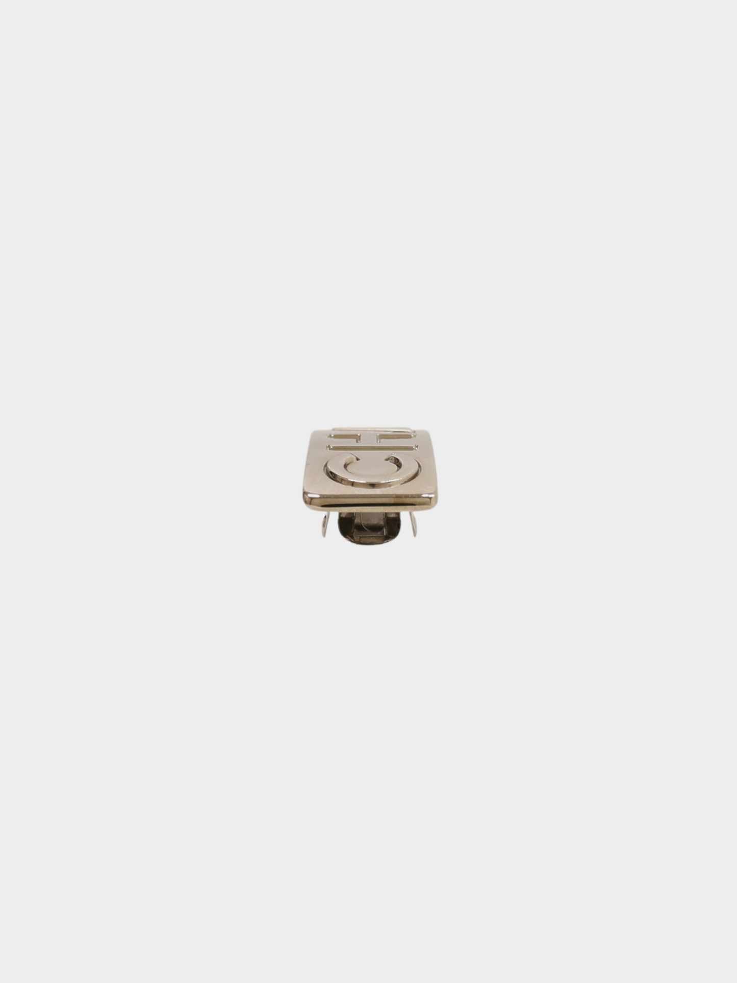 Chanel 1998 Silver Plated Metal Logo Barrette
