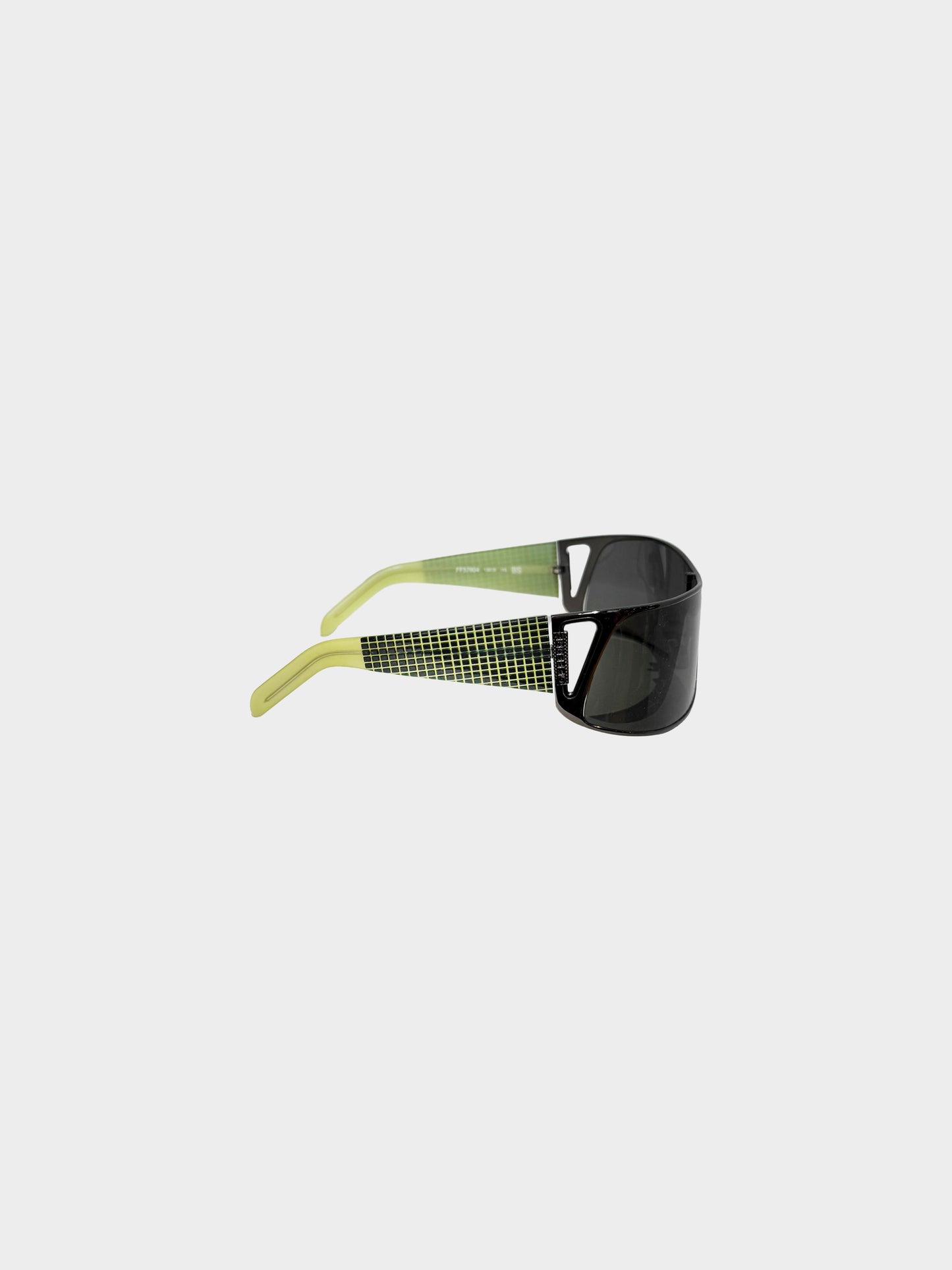 Gianfranco Ferre 2000s Gunmetal and Green Shield Sunglasses